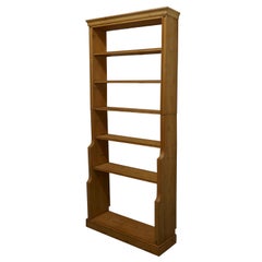 Antique Tall Victorian Stripped Pine Open Bookcase.