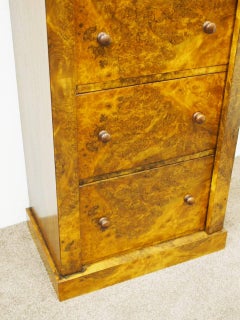 Tall Victorian Style Burr Walnut Wellington Chest