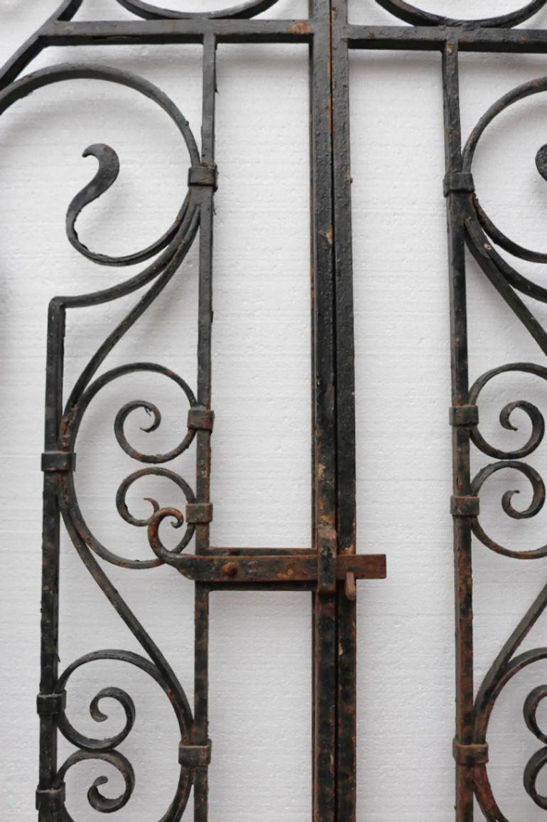 20th Century Tall Victorian Style Wrought Iron Garden Side Gates For Sale