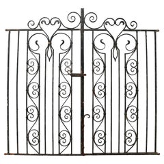 Antique Tall Victorian Style Wrought Iron Garden Side Gates