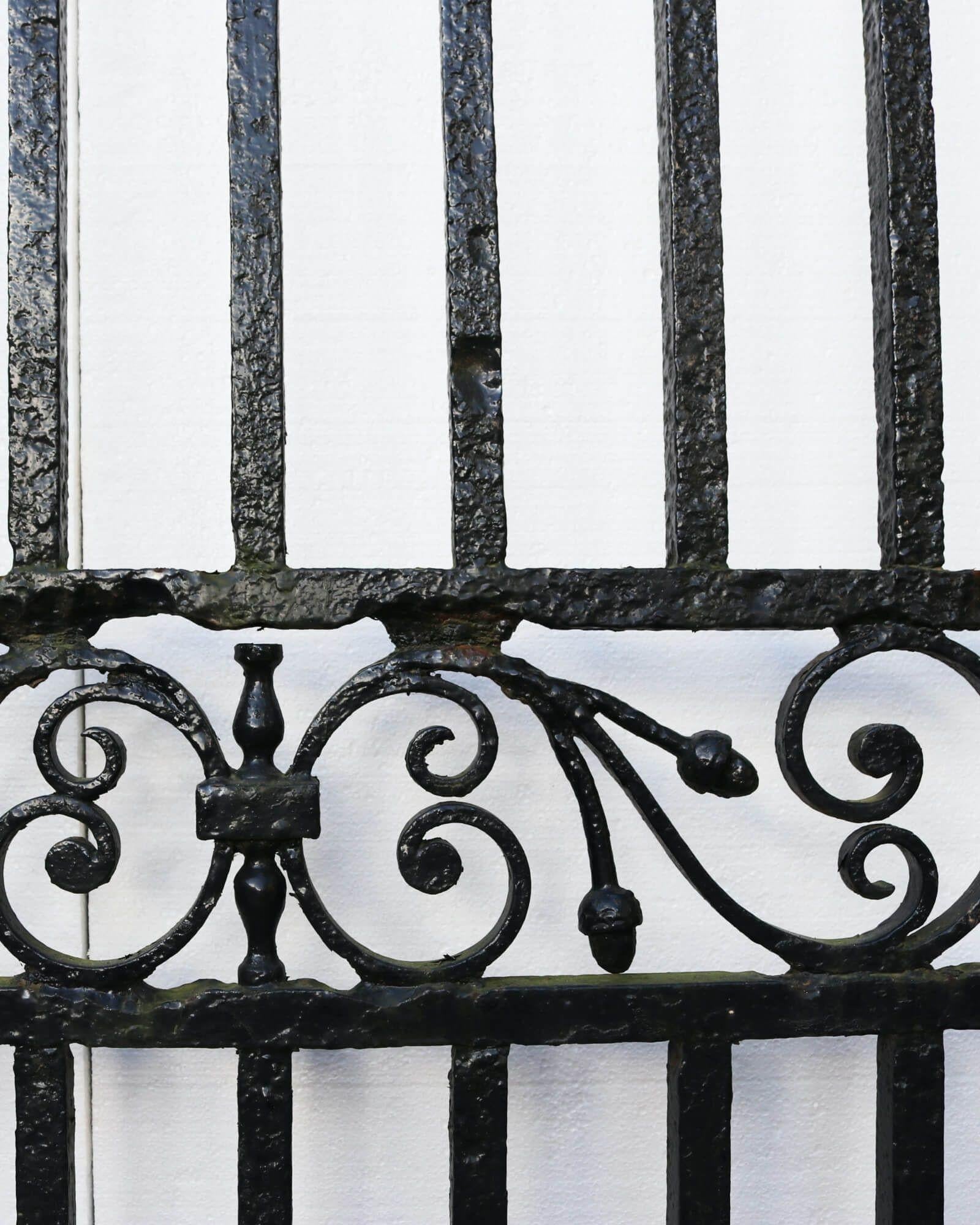 English Tall Victorian Wrought Iron Garden Gate with Frame For Sale