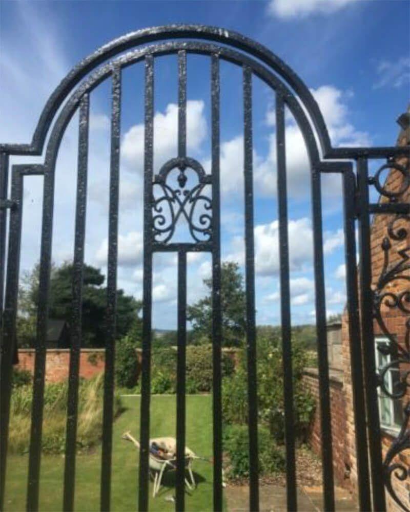 19th Century Tall Victorian Wrought Iron Garden Gate with Frame For Sale