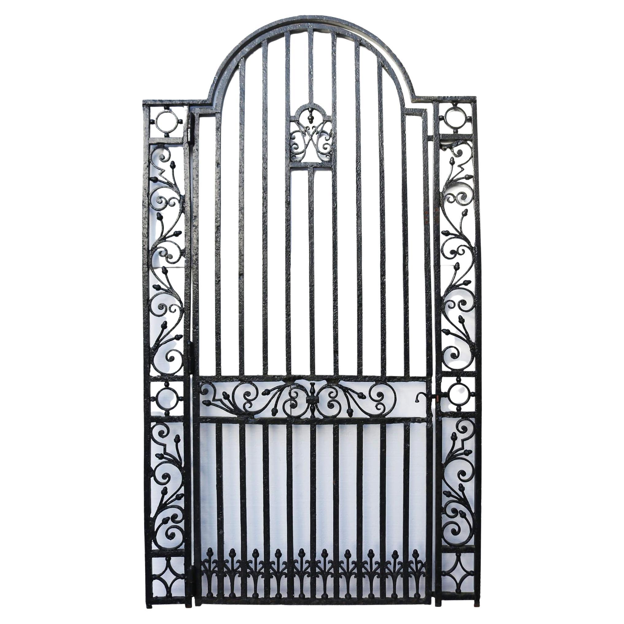 Tall Victorian Wrought Iron Garden Gate with Frame For Sale
