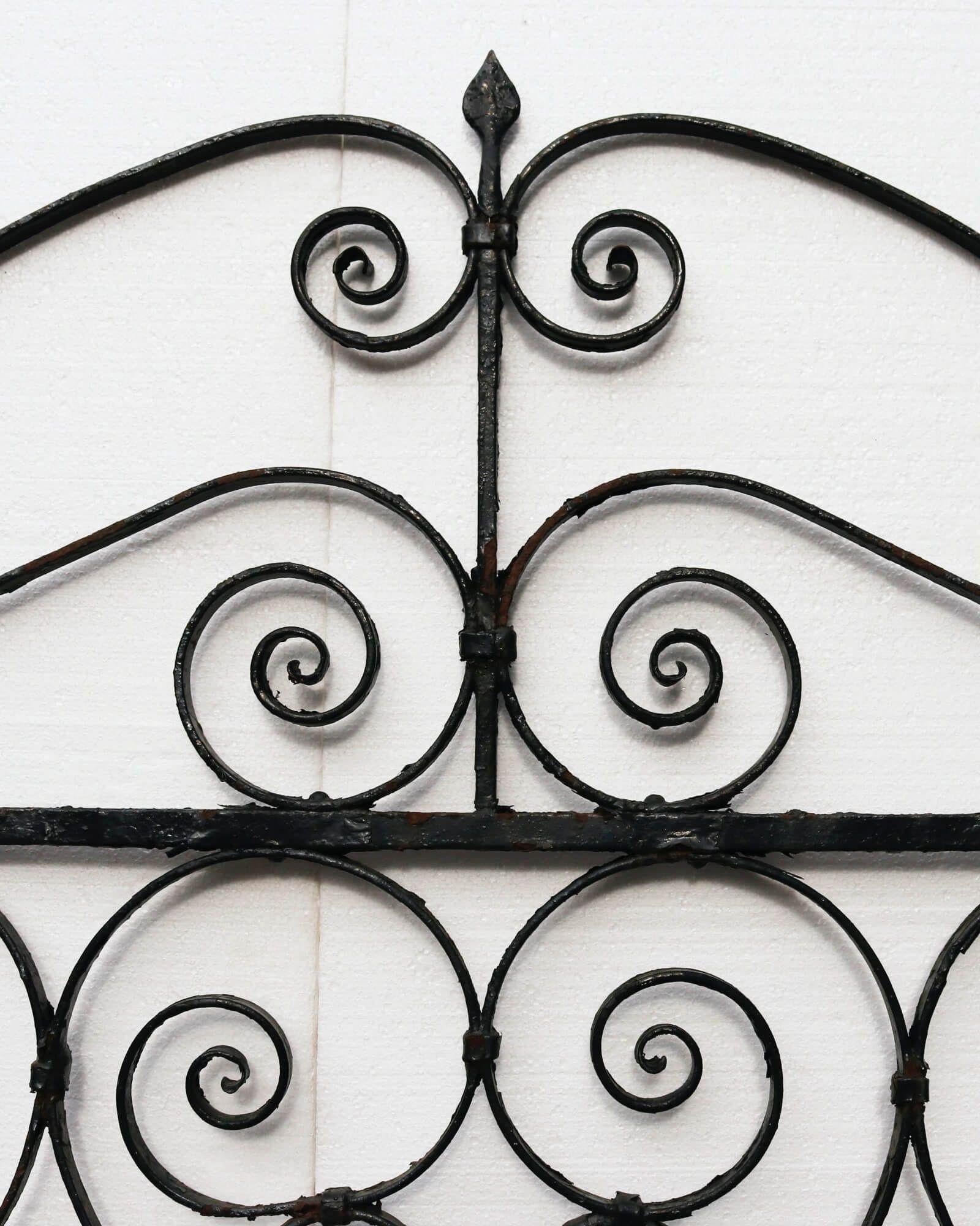 English Tall Victorian Wrought Iron Scroll Pedestrian Gate For Sale