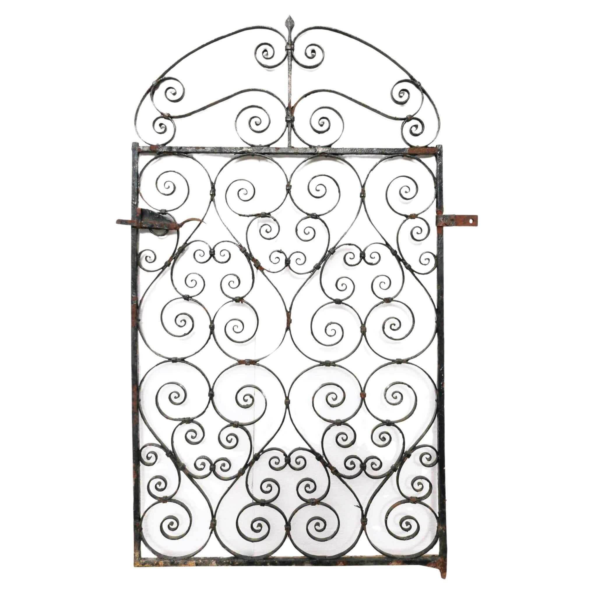 Tall Victorian Wrought Iron Scroll Pedestrian Gate For Sale