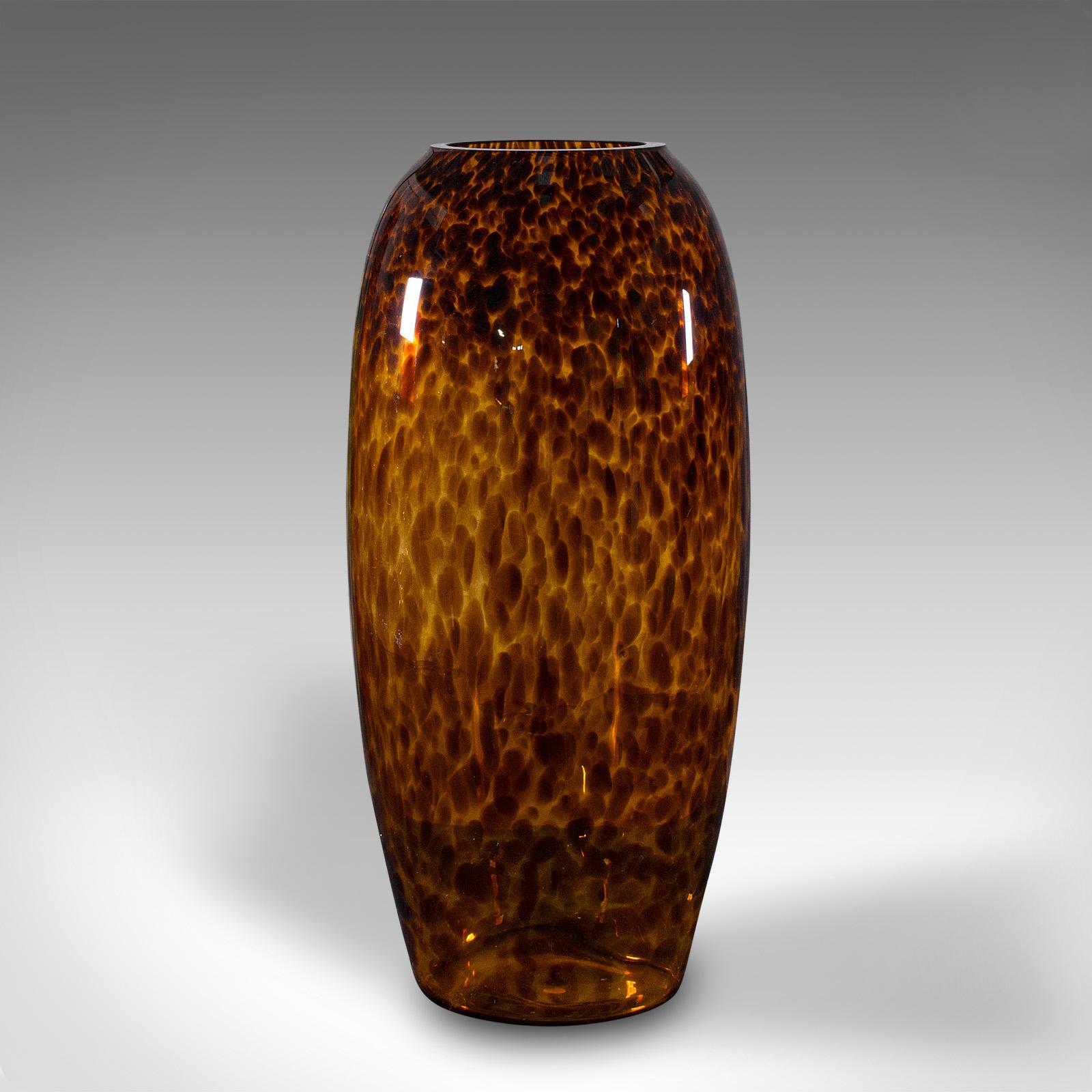 Modern Tall Vintage Amber Vase, Italian, Art Glass, Flower Sleeve, Decorative, C.1970 For Sale