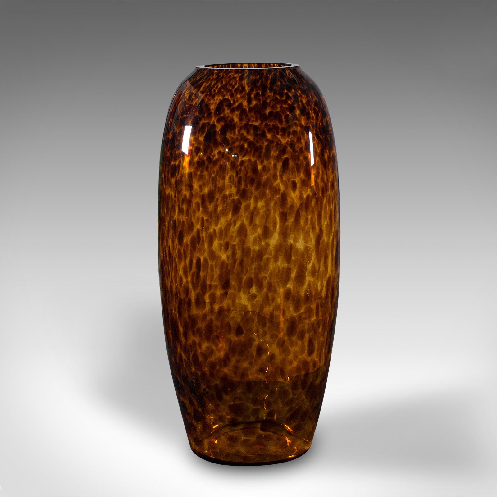 Tall Vintage Amber Vase, Italian, Art Glass, Flower Sleeve, Decorative, C.1970 In Good Condition For Sale In Hele, Devon, GB