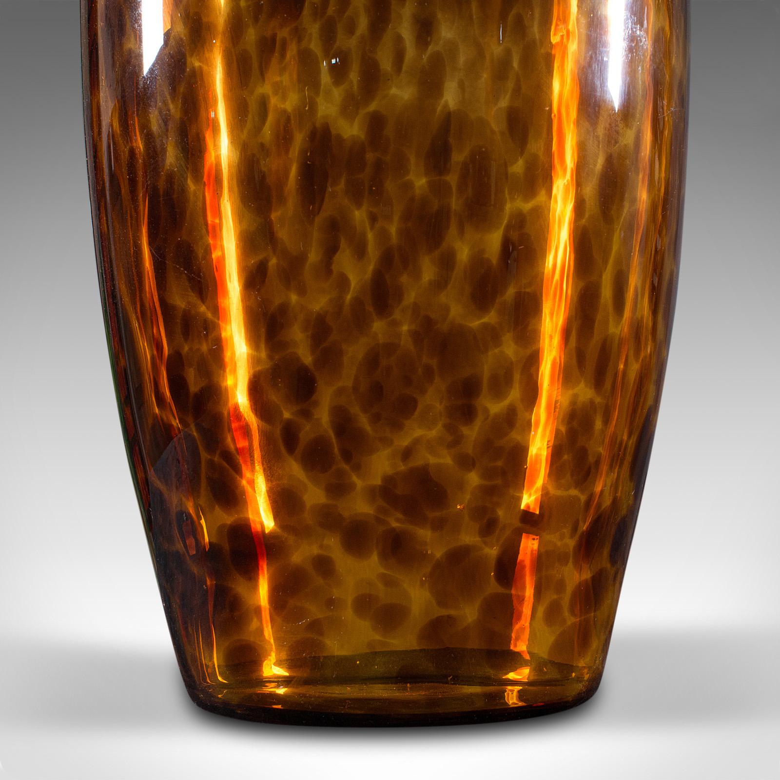 Tall Vintage Amber Vase, Italian, Art Glass, Flower Sleeve, Decorative, C.1970 For Sale 4