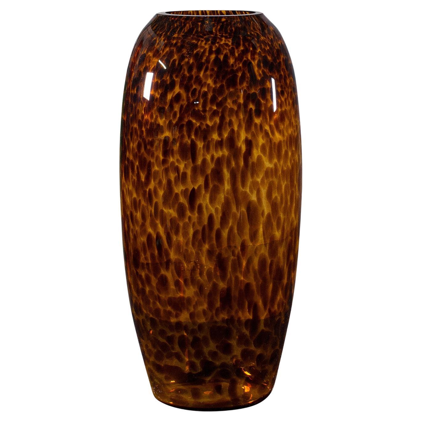Tall Vintage Amber Vase, Italian, Art Glass, Flower Sleeve, Decorative, C.1970