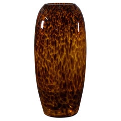 Tall Vintage Amber Vase, Italian, Art Glass, Flower Sleeve, Decorative, C.1970