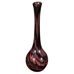 Tall Vintage Art Vase, Italian Glass, Stem, Posy, Flower Sleeve, Decor, C.1970