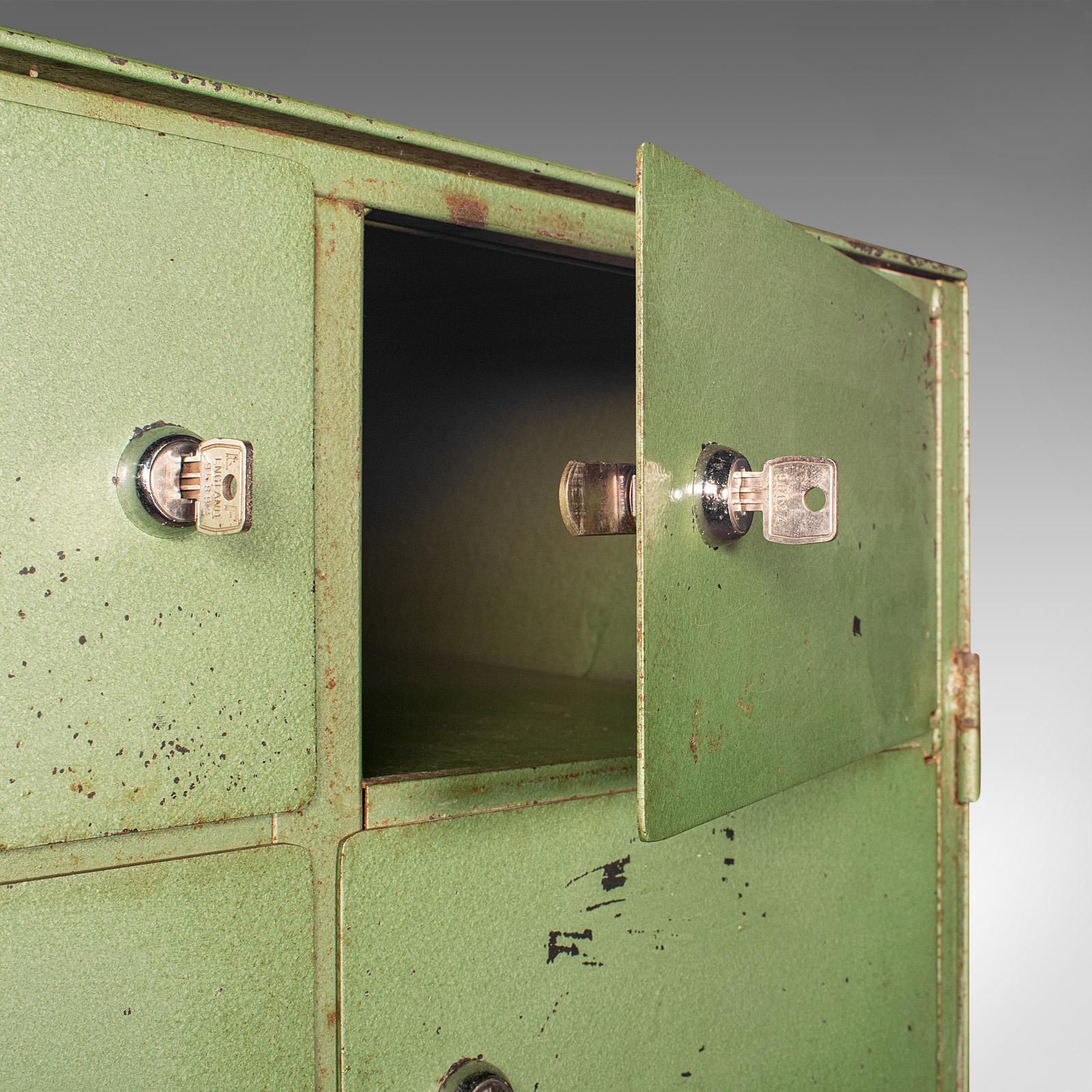 Tall Vintage Bank of Pigeon Holes, German, Steel, 20 Door, Industrial Cabinet 3
