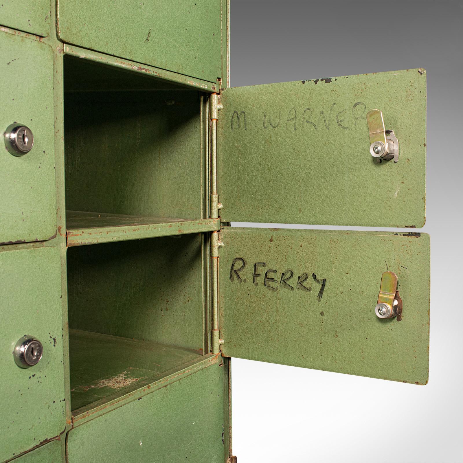 Tall Vintage Bank of Pigeon Holes, German, Steel, 20 Door, Industrial Cabinet 4