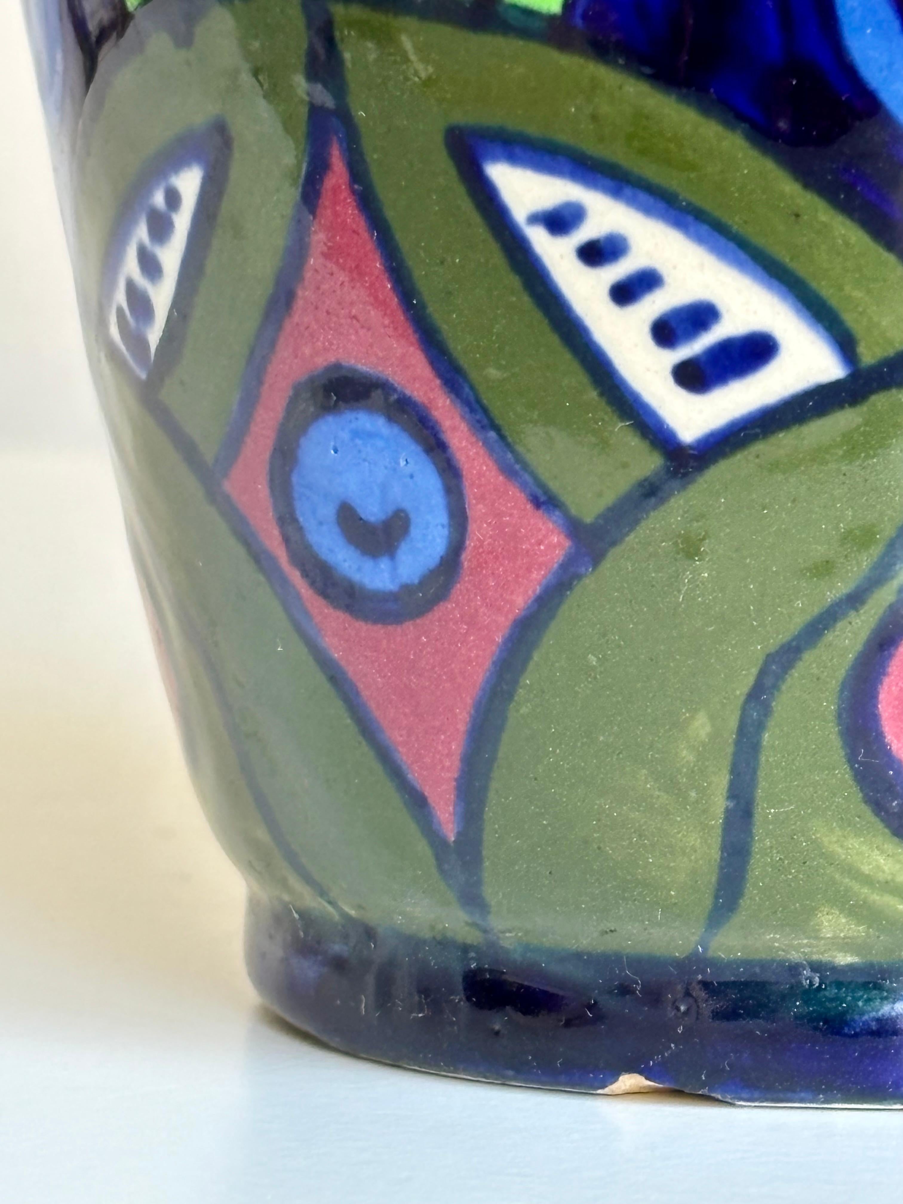 Vaso alto belga smaltato multicolore d'epoca, anni '50 circa in vendita 2