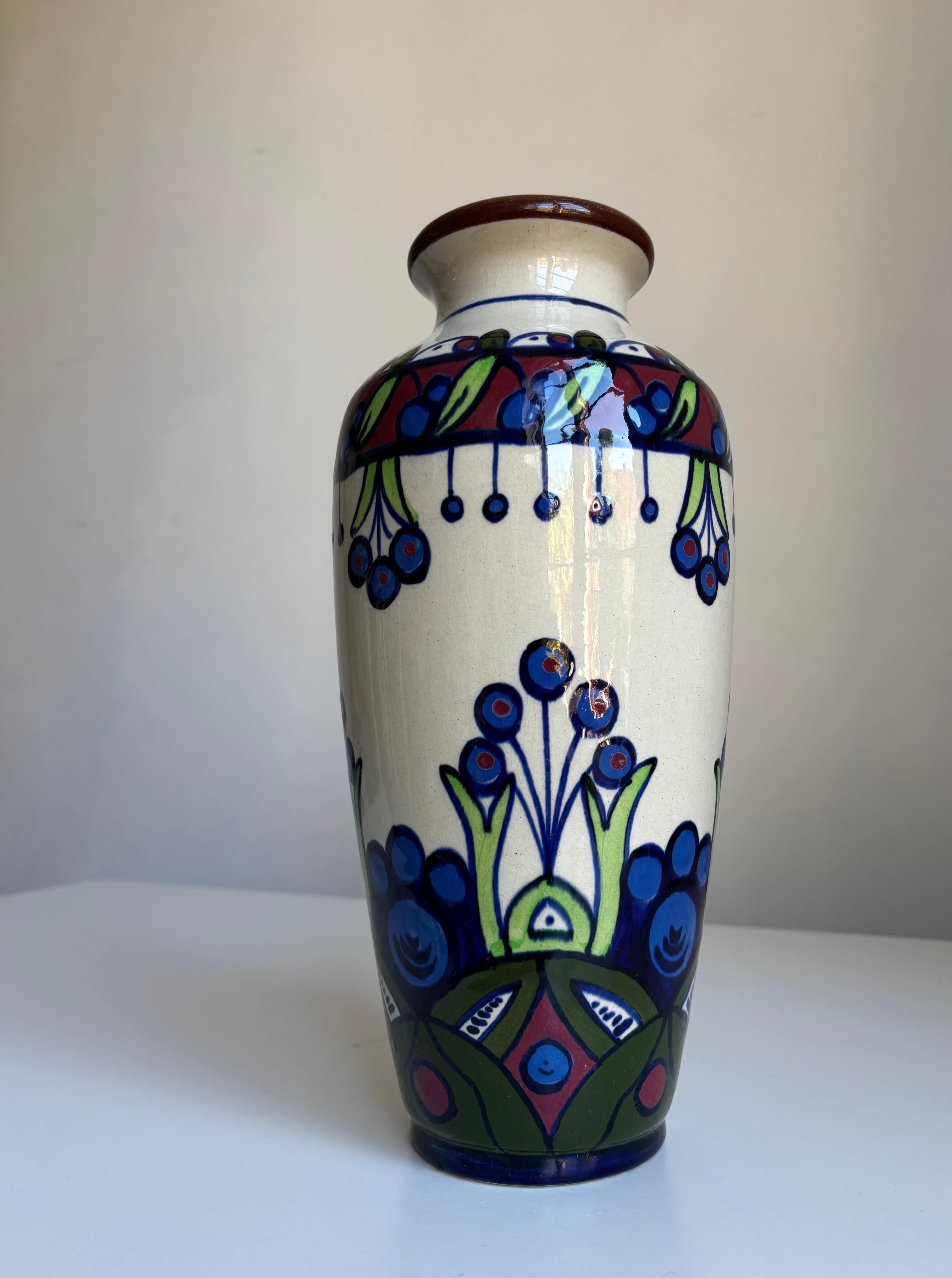 Vaso alto belga smaltato multicolore d'epoca, anni '50 circa in vendita 4