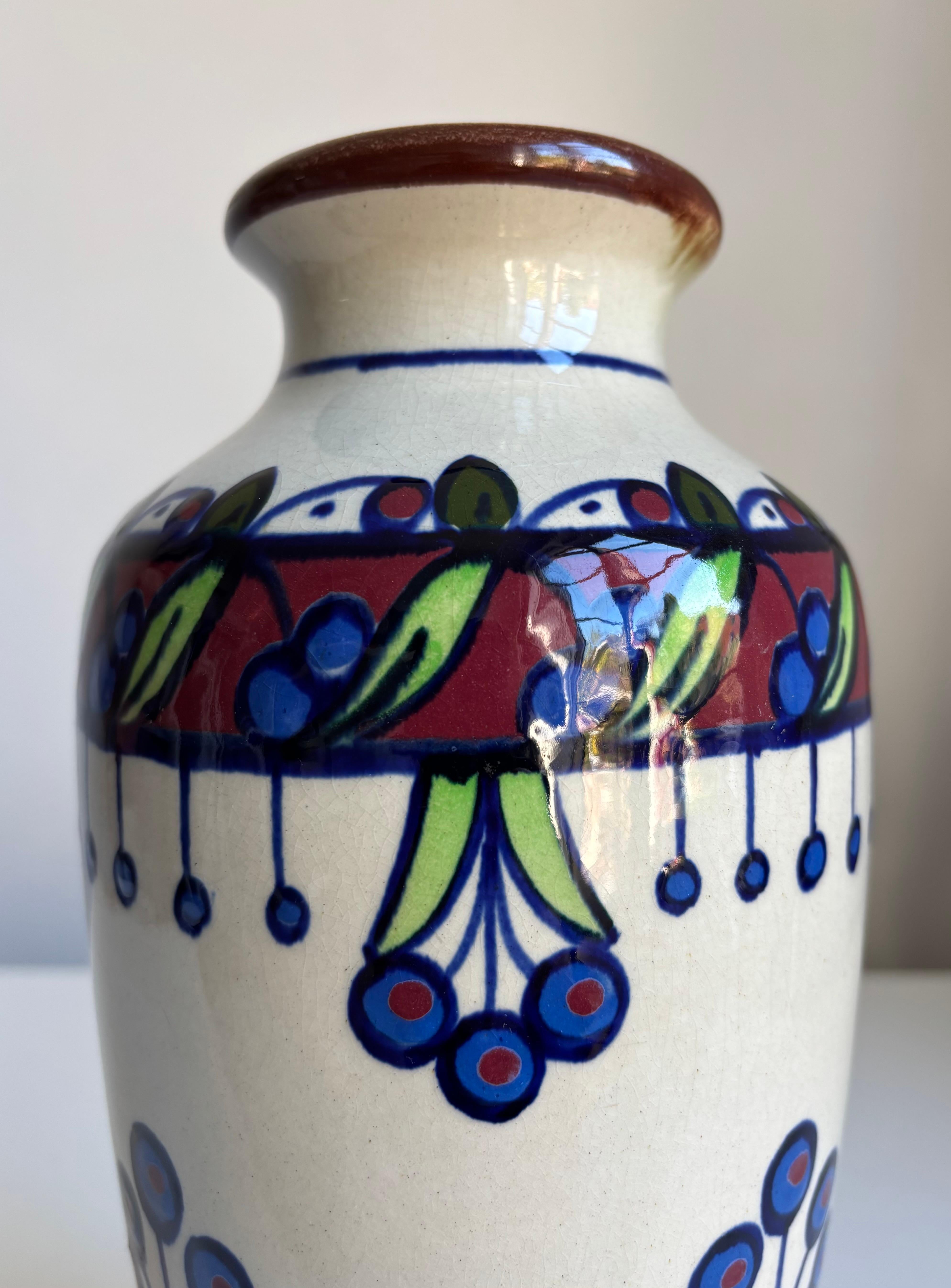 Belga Vaso alto belga smaltato multicolore d'epoca, anni '50 circa in vendita