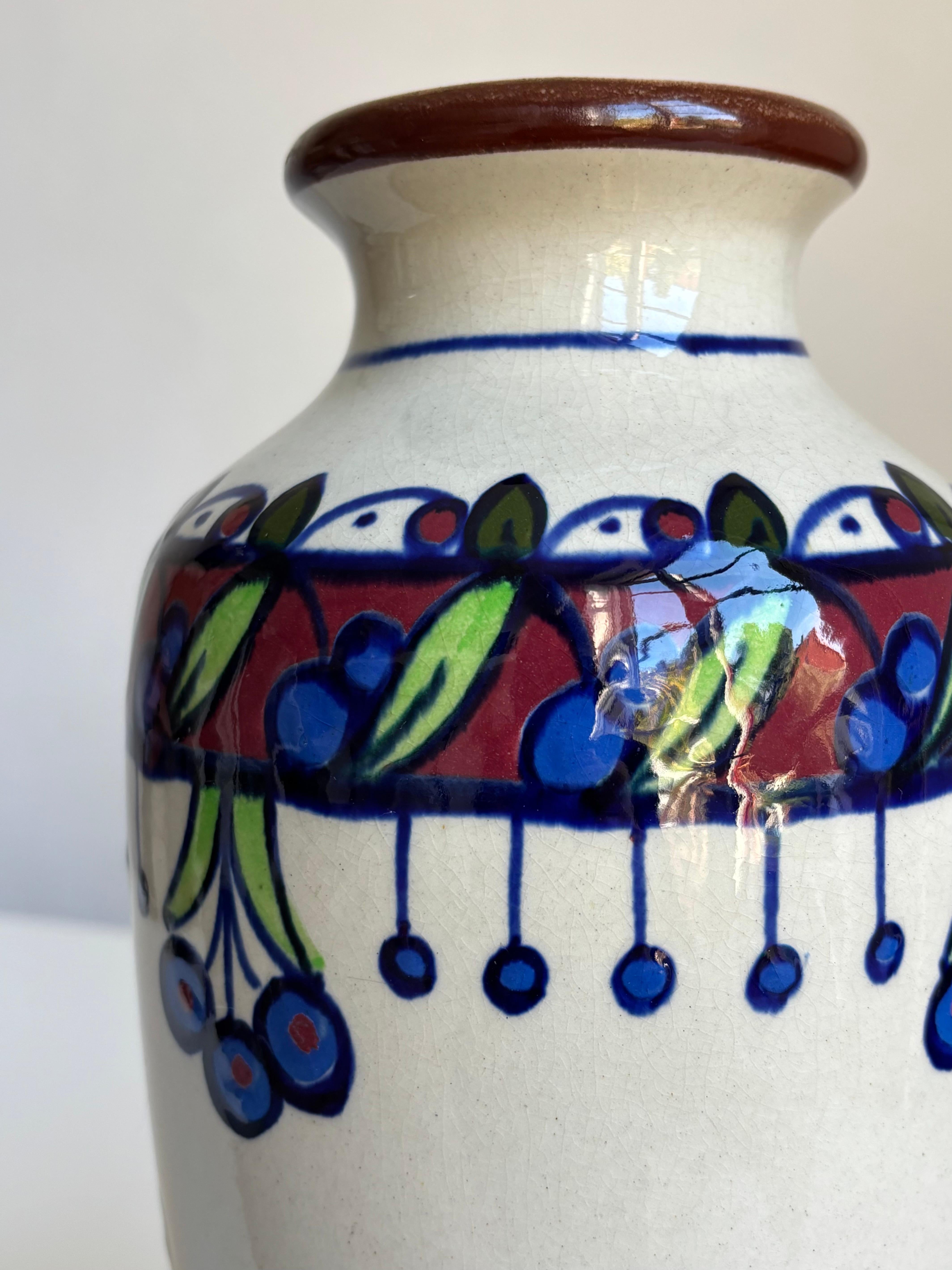 Vaso alto belga smaltato multicolore d'epoca, anni '50 circa In condizioni buone in vendita a Copenhagen, DK