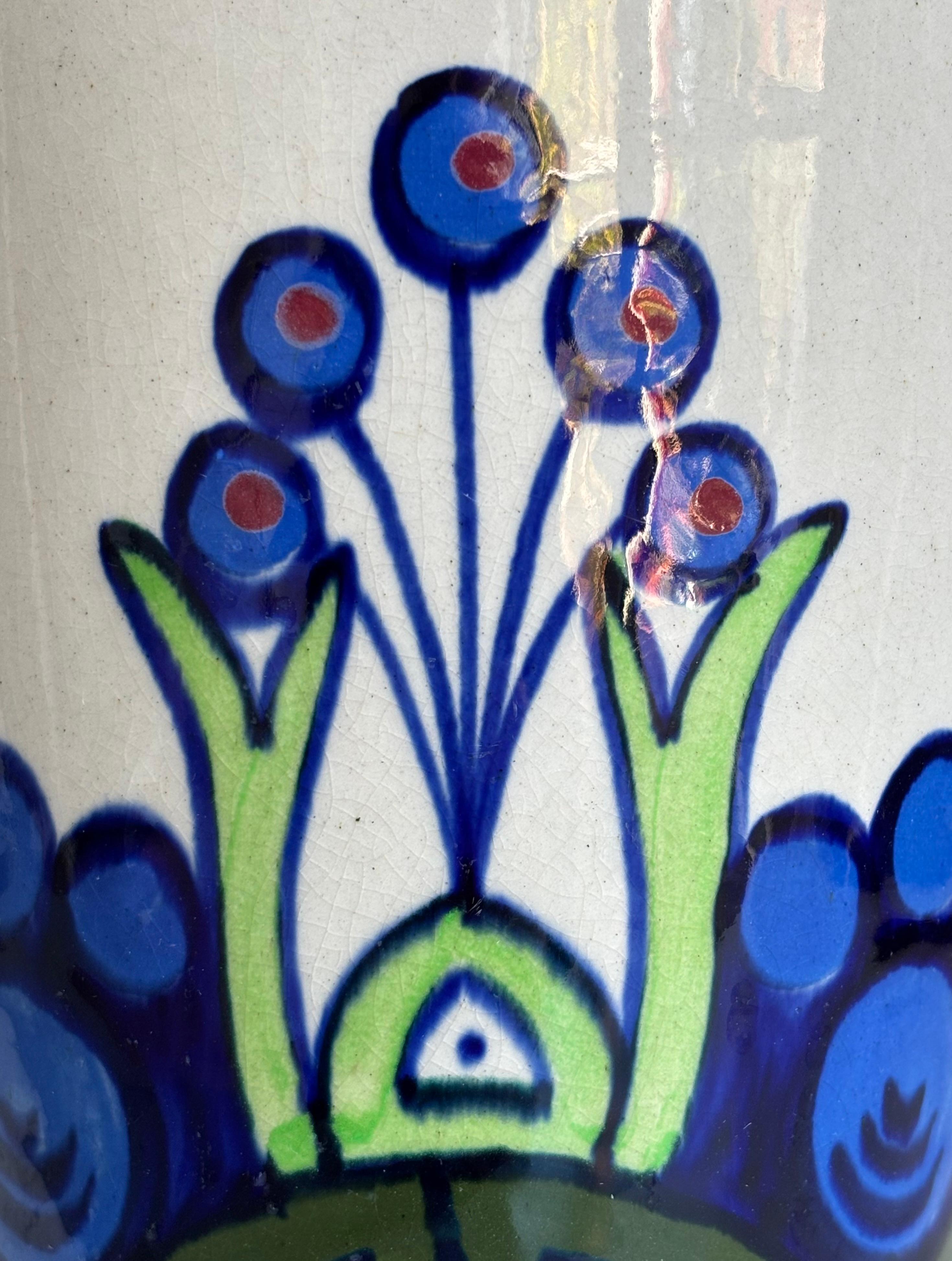 Vaso alto belga smaltato multicolore d'epoca, anni '50 circa in vendita 1