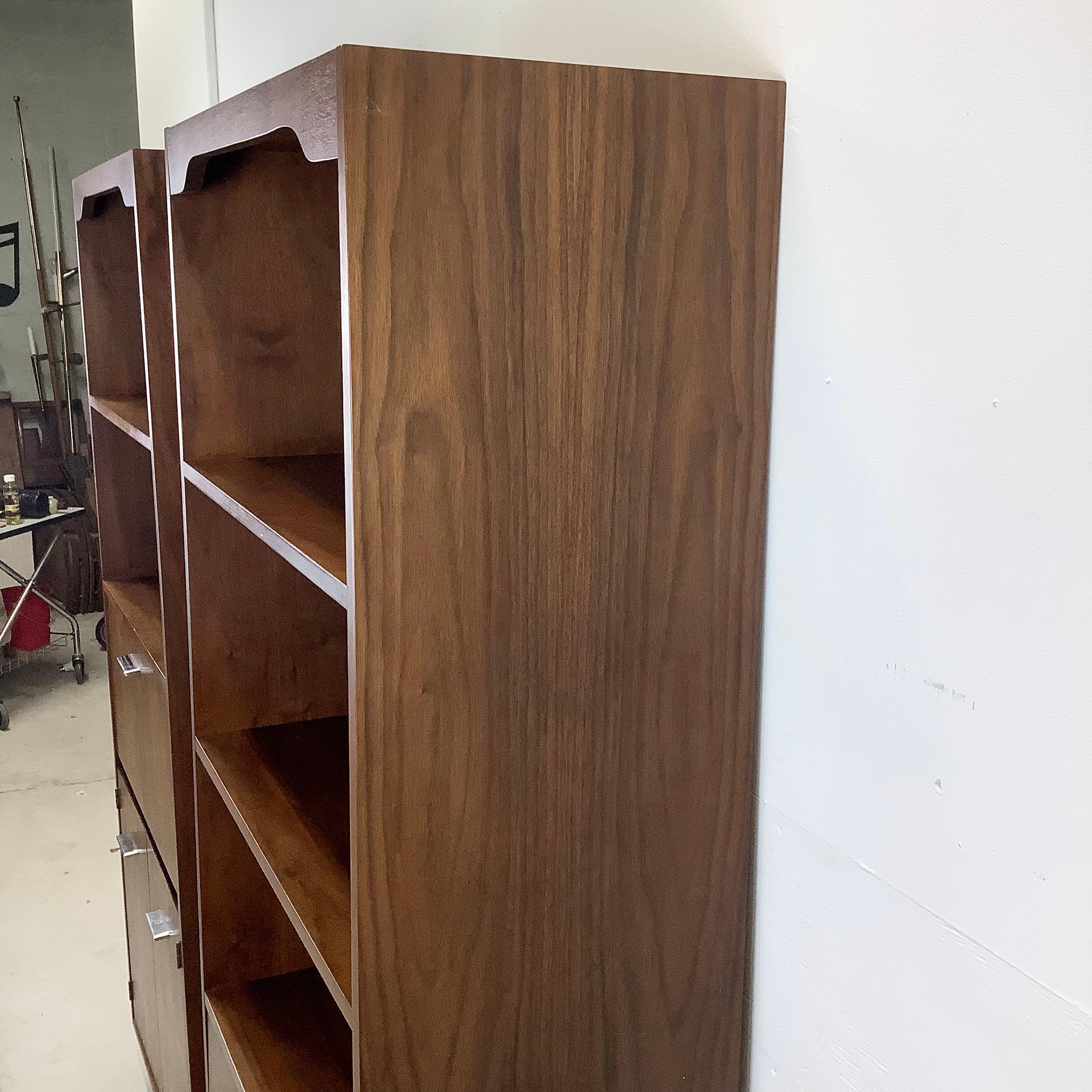 Tall Vintage Bookshelves With Drop Front Cabinet & Drawers For Sale 2