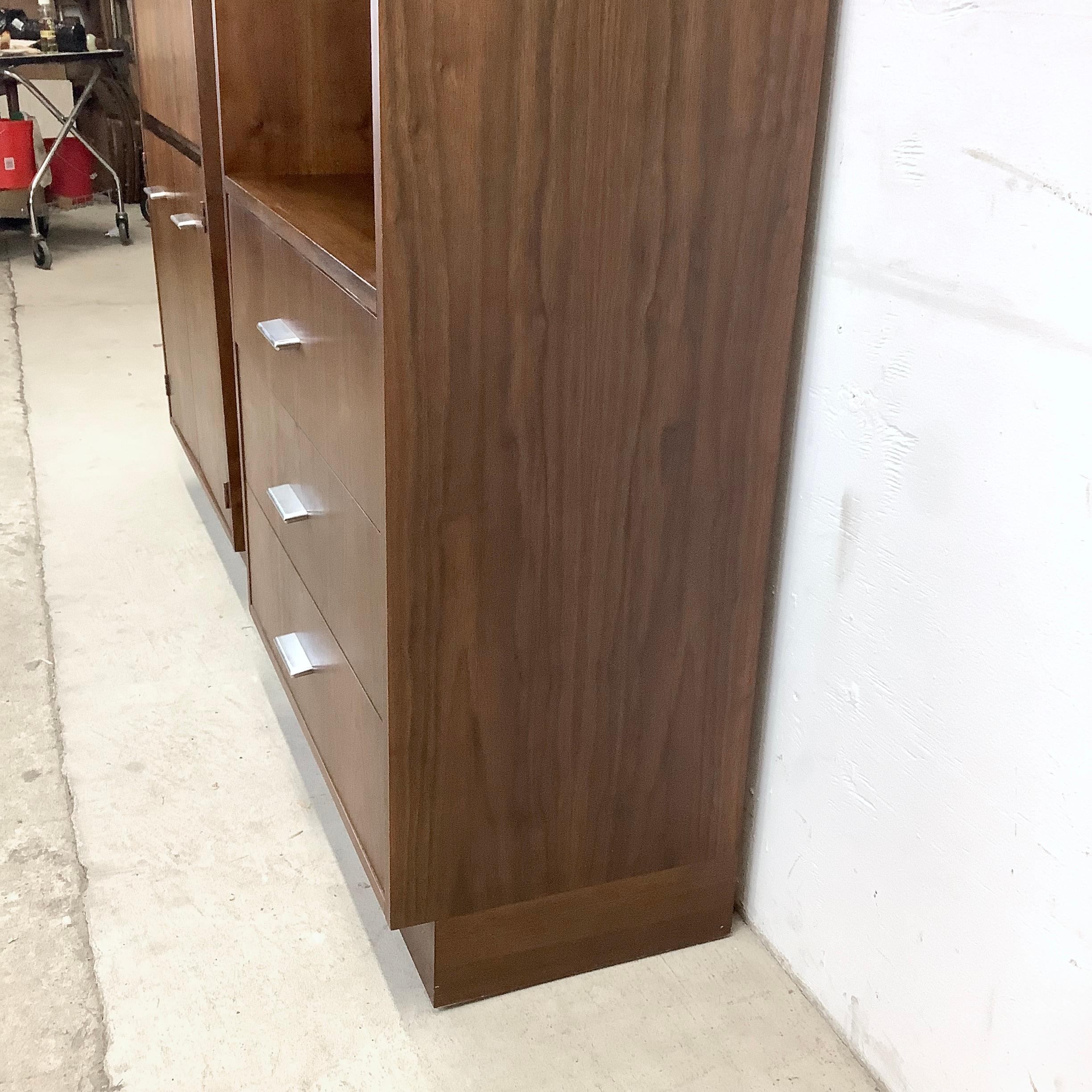 Tall Vintage Bookshelves With Drop Front Cabinet & Drawers For Sale 3