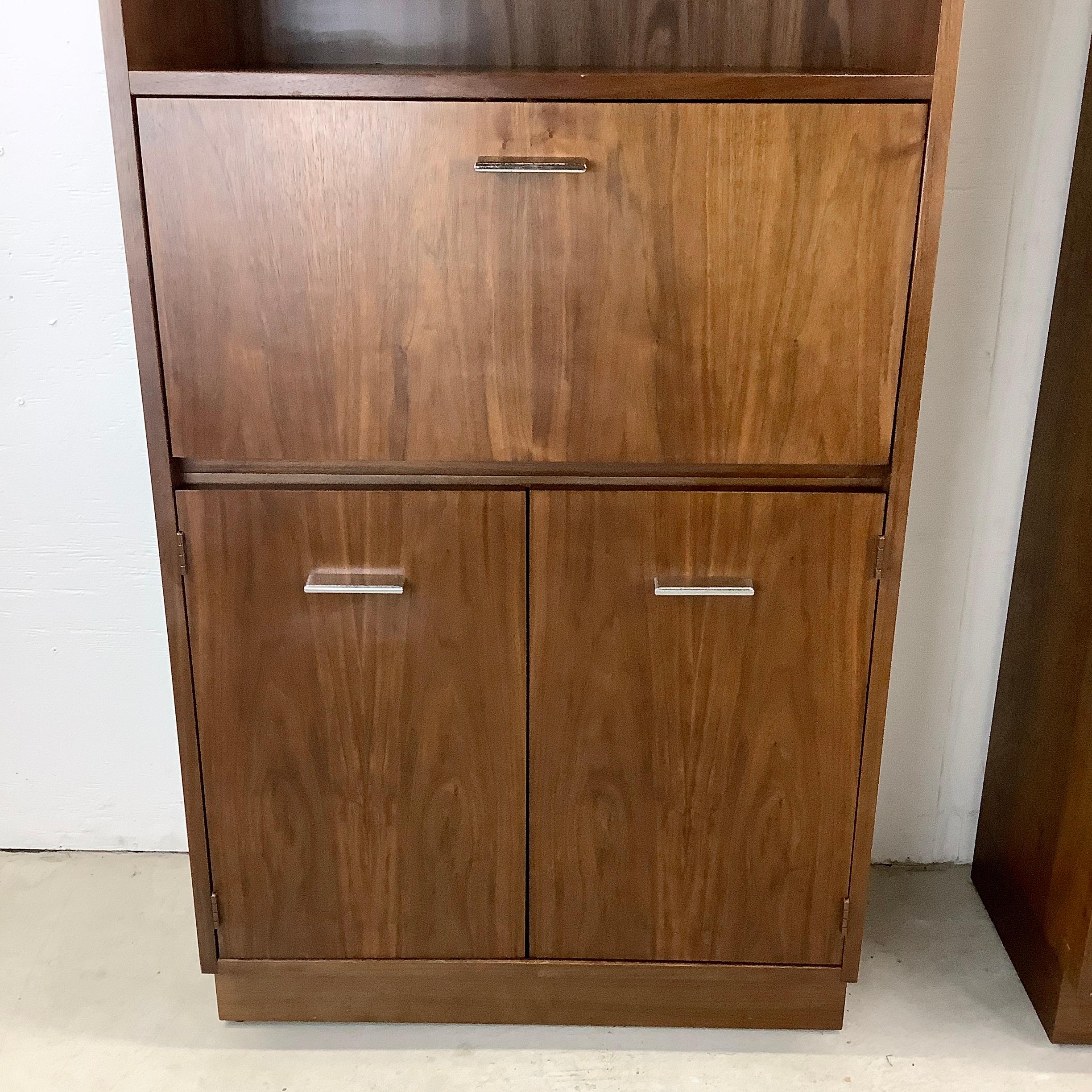 Tall Vintage Bookshelves With Drop Front Cabinet & Drawers 12