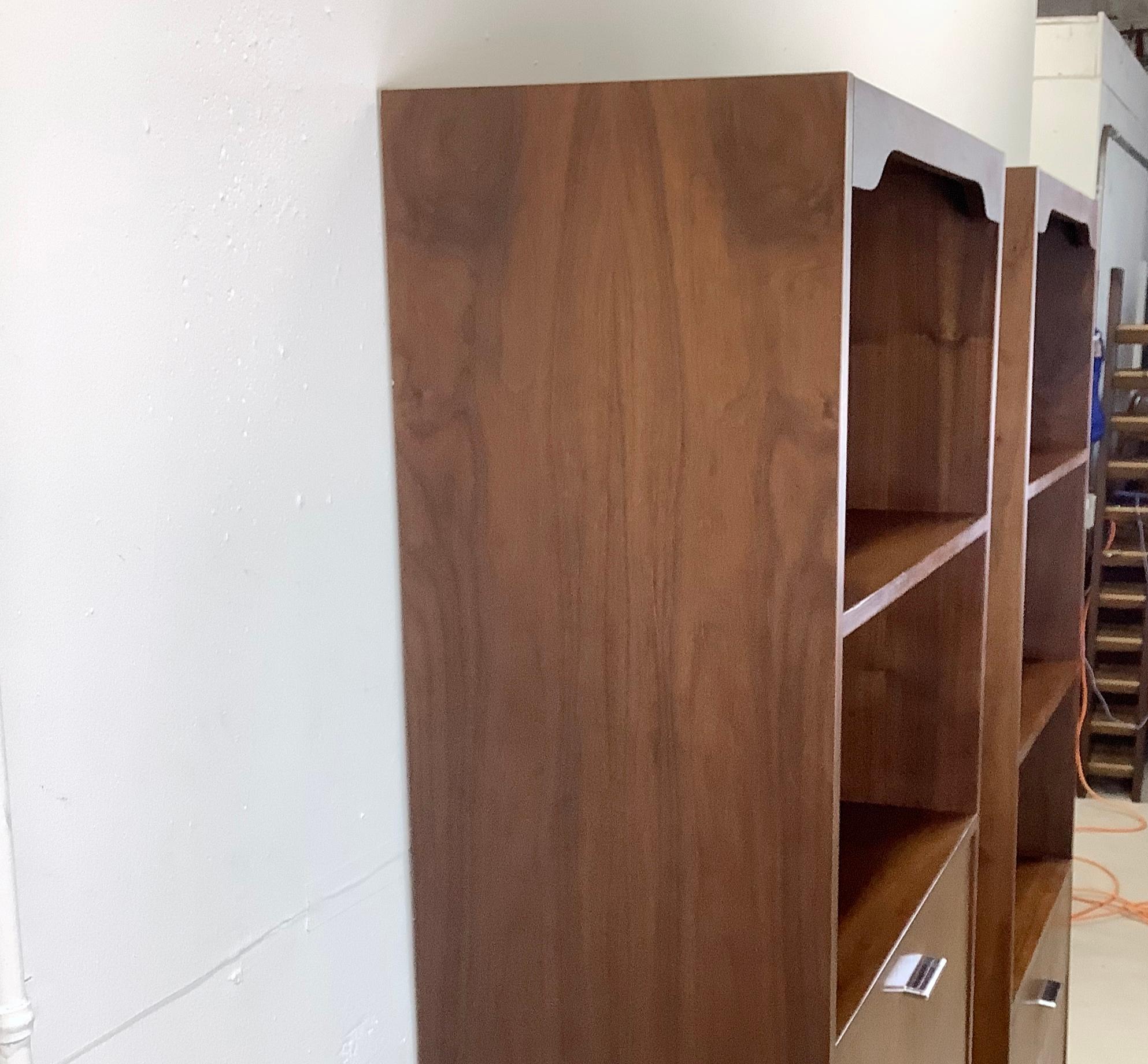 Tall Vintage Bookshelves With Drop Front Cabinet & Drawers For Sale 1