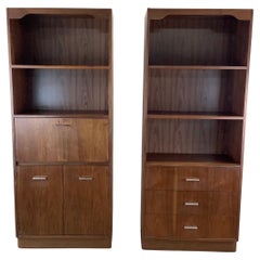 Tall Vintage Bookshelves With Drop Front Cabinet & Drawers