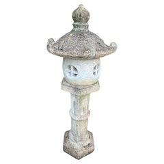 Tall Vintage Cement Japanese Pagoda Garden Statue