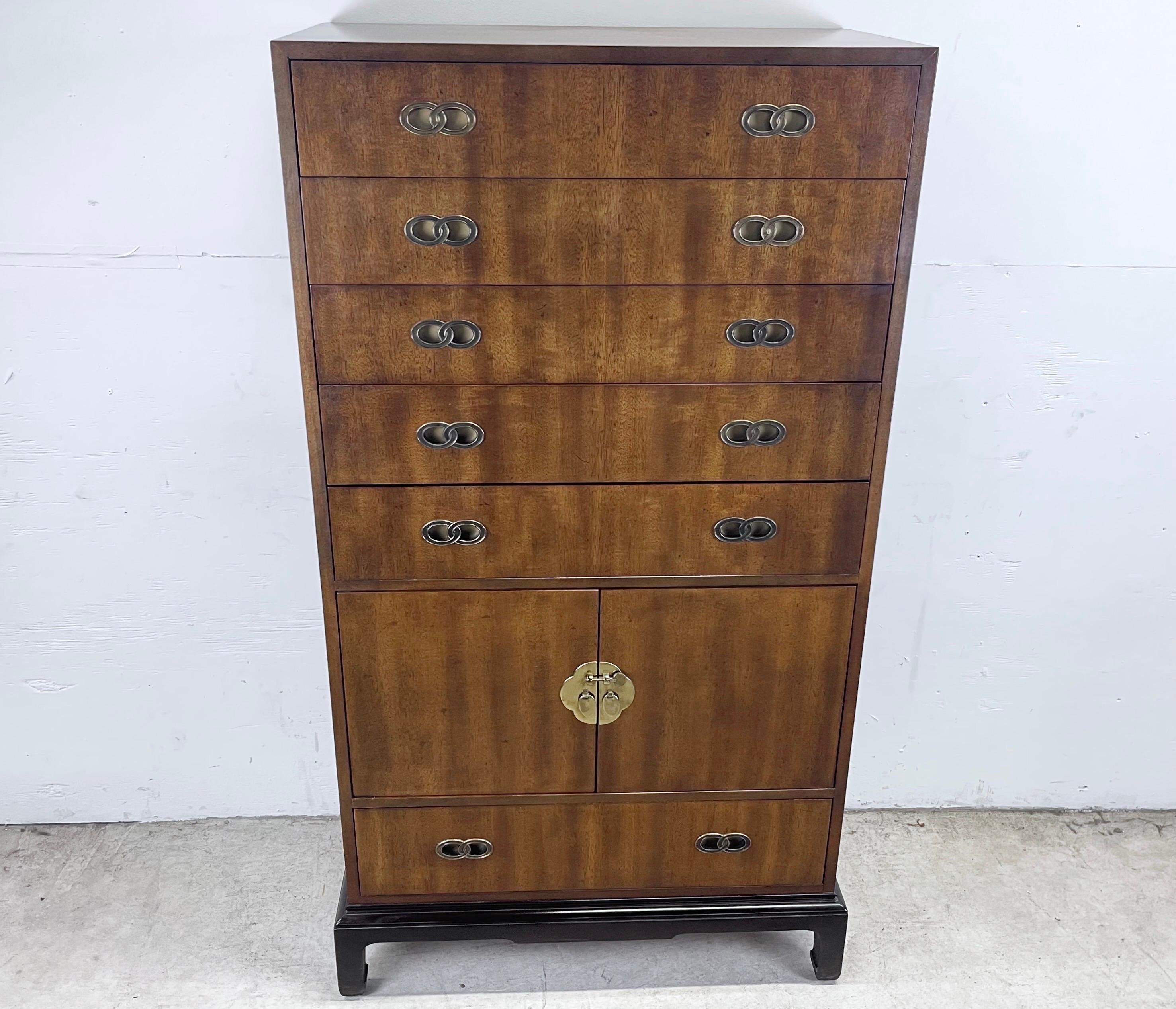 Chinoiserie Tall Vintage Chest of Drawers by Michael Taylor for Henredon For Sale