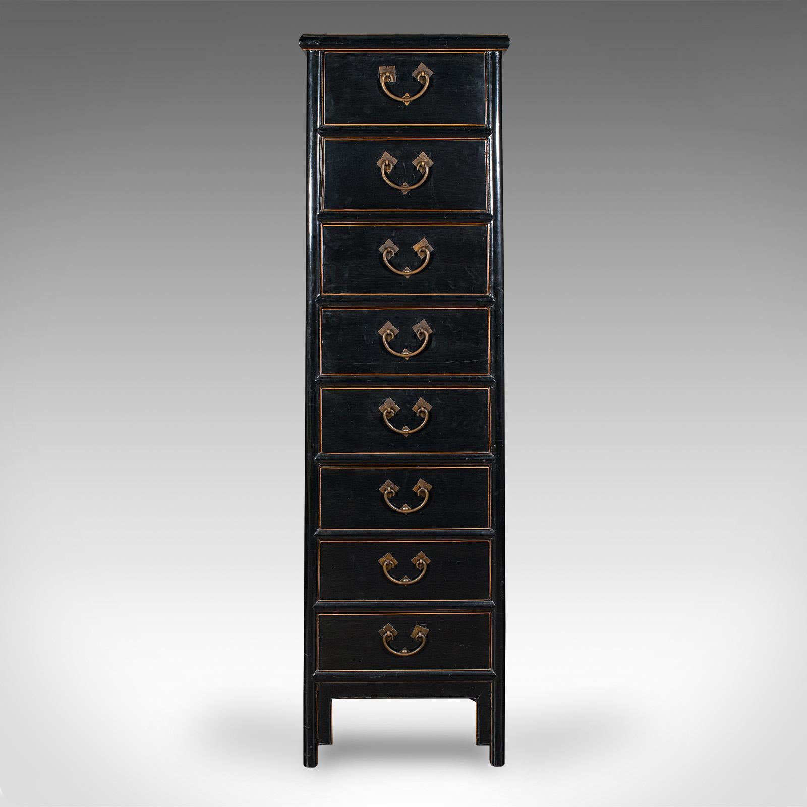 Große Vintage-Kommode, chinesisch, ebonisierte Ulme, Aufbewahrung, hoher Kommode, ca. 1980 (Chinoiserie) im Angebot