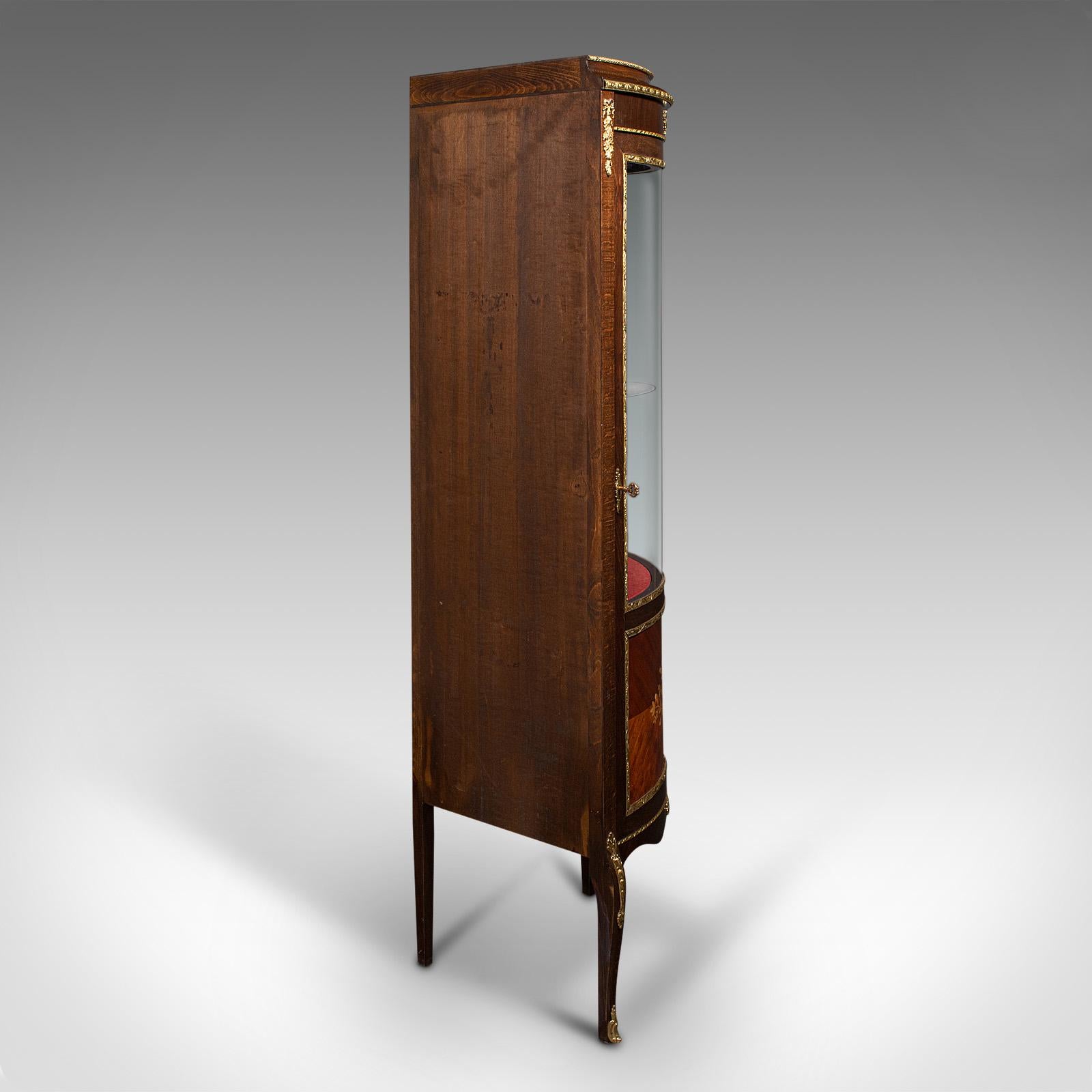 Wood Tall Vintage Corner Vitrine, French, Display Cabinet, Late 20th Century, C.1970 For Sale