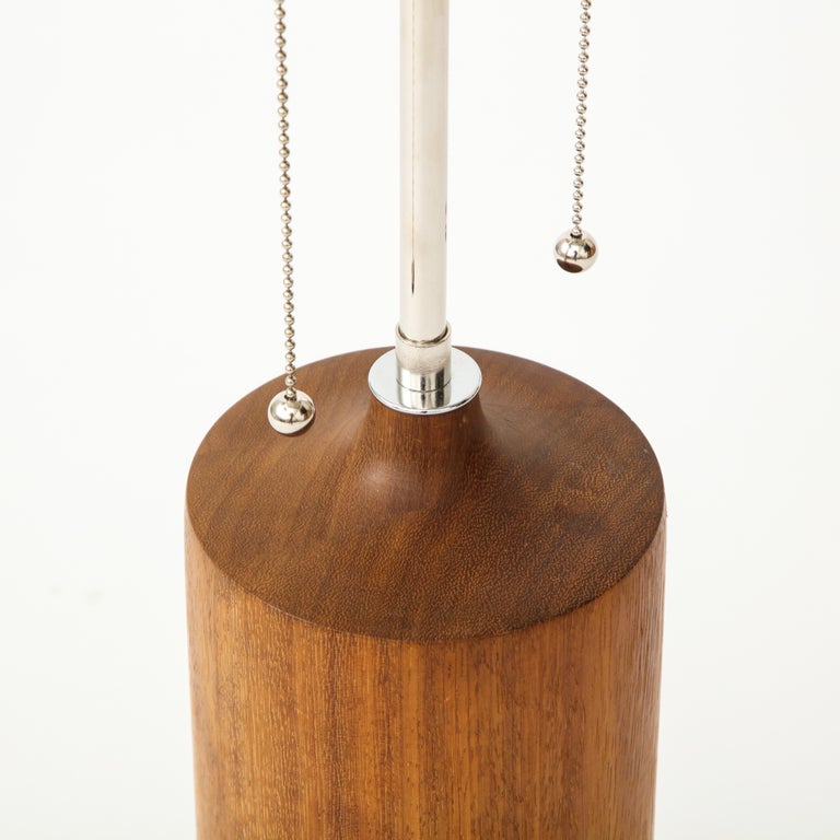 Tall Vintage Danish Solid Teak Table Lamp For Sale at 1stdibs