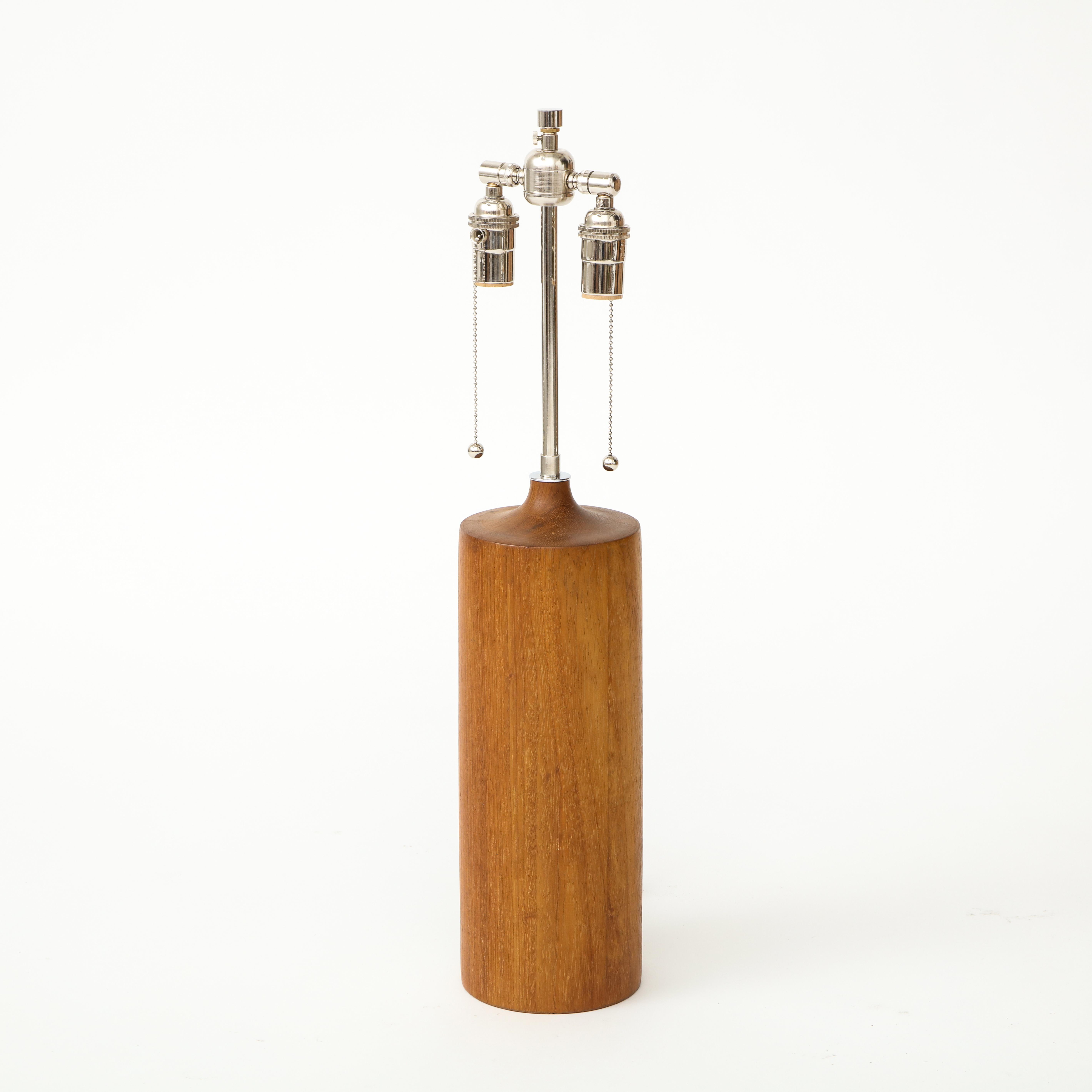 Mid-Century Modern Tall Vintage Danish Solid Teak Table Lamp For Sale