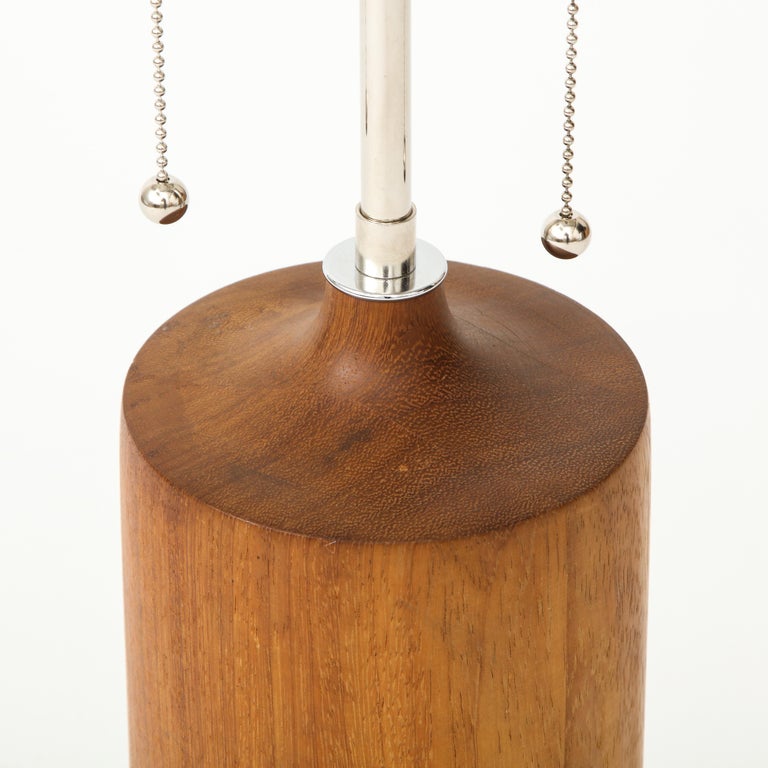 Tall Vintage Danish Solid Teak Table Lamp For Sale at 1stdibs