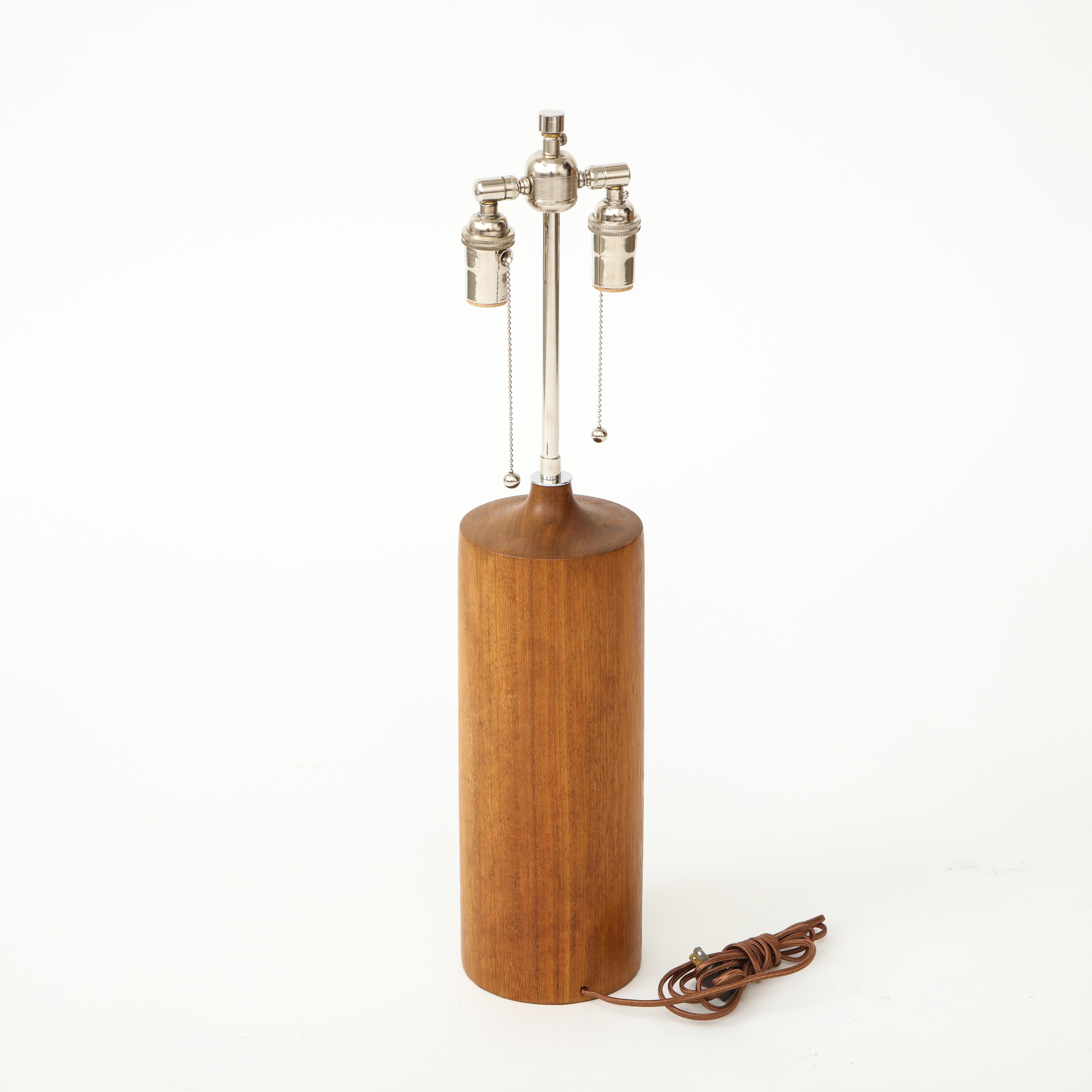 Mid-20th Century Tall Vintage Danish Solid Teak Table Lamp For Sale