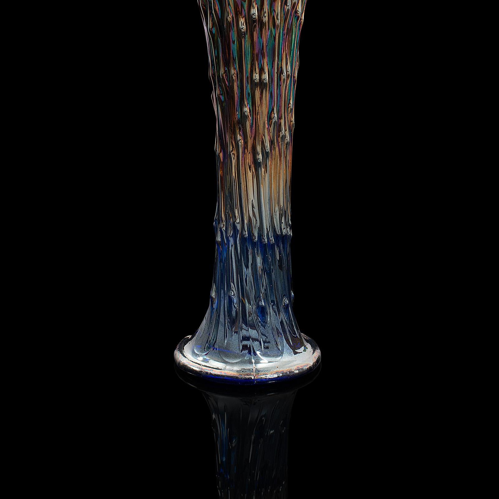 Tall Vintage Decorative Carnival Vase, English, Glass, Flower, Midcentury, 1950 For Sale 2