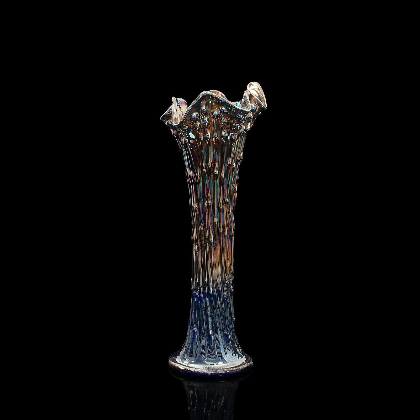 blue carnival glass vase