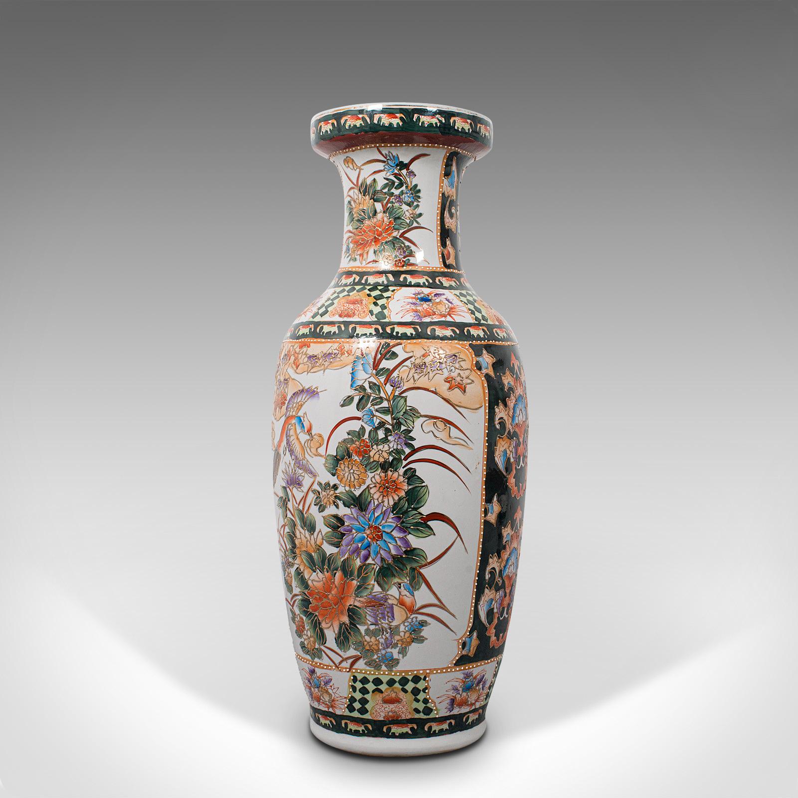 Tall Vintage Decorative Flower Vase, Oriental, Ceramic, Baluster Urn, Art Deco In Good Condition In Hele, Devon, GB