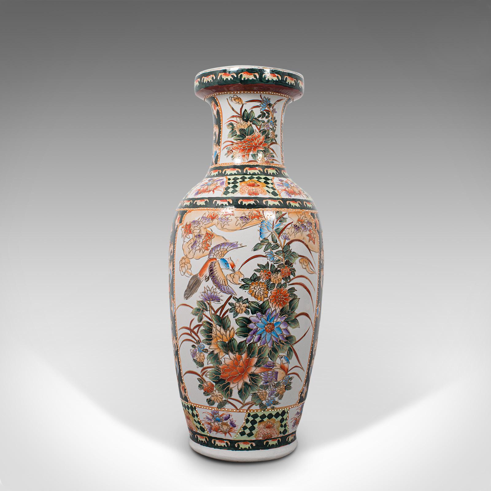 Tall Vintage Decorative Flower Vase, Oriental, Ceramic, Baluster Urn, Art Deco 2