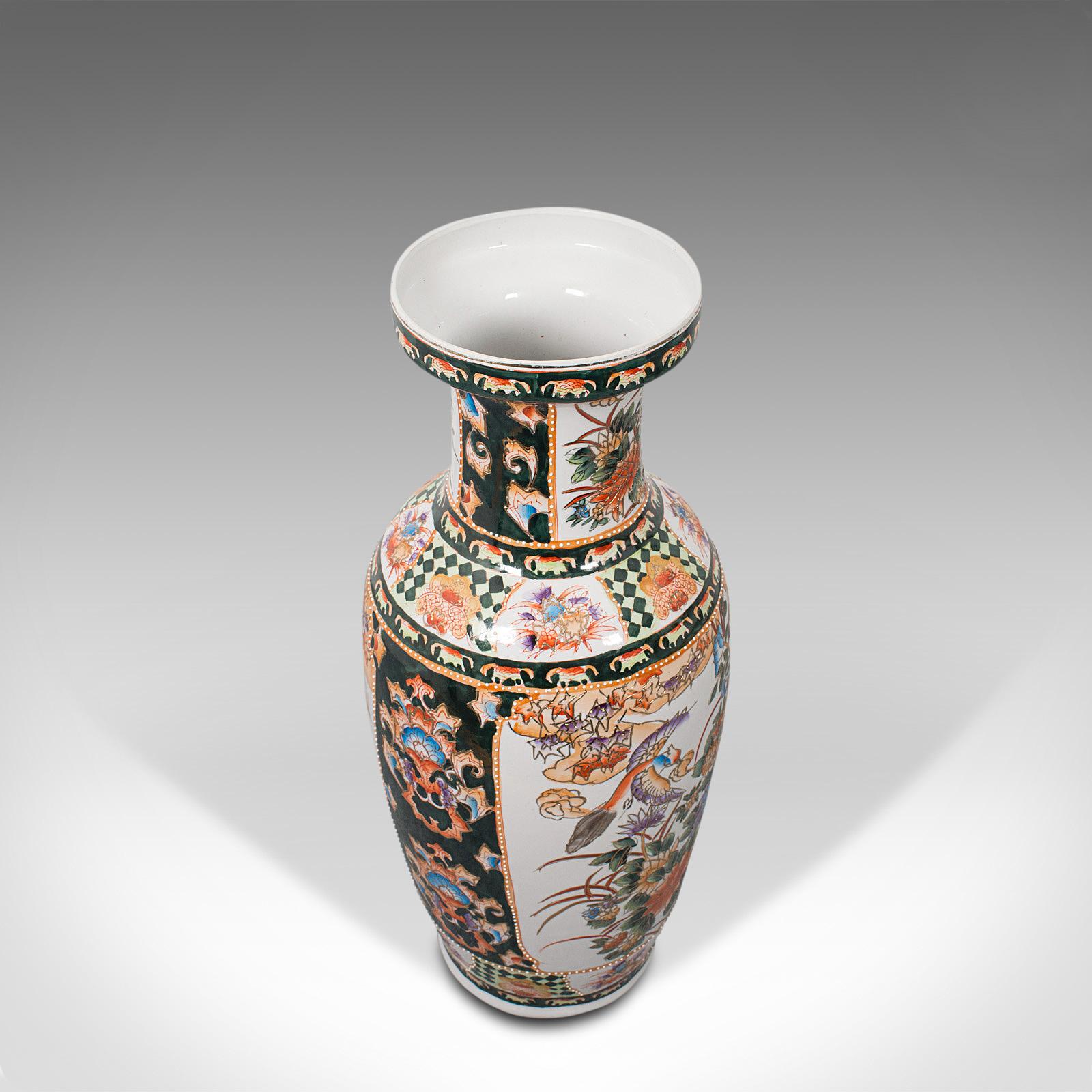 Tall Vintage Decorative Flower Vase, Oriental, Ceramic, Baluster Urn, Art Deco 3