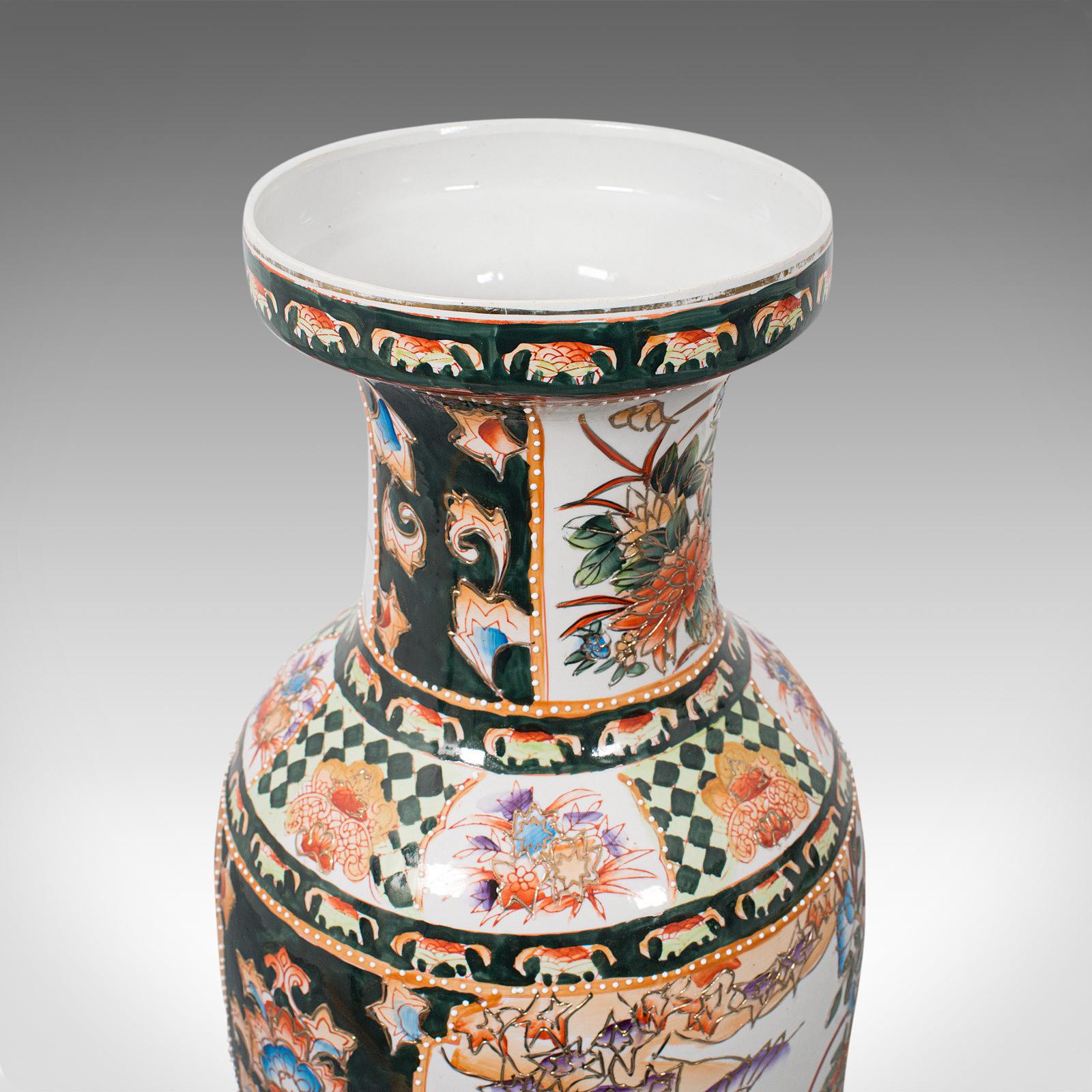 Tall Vintage Decorative Flower Vase, Oriental, Ceramic, Baluster Urn, Art Deco 4