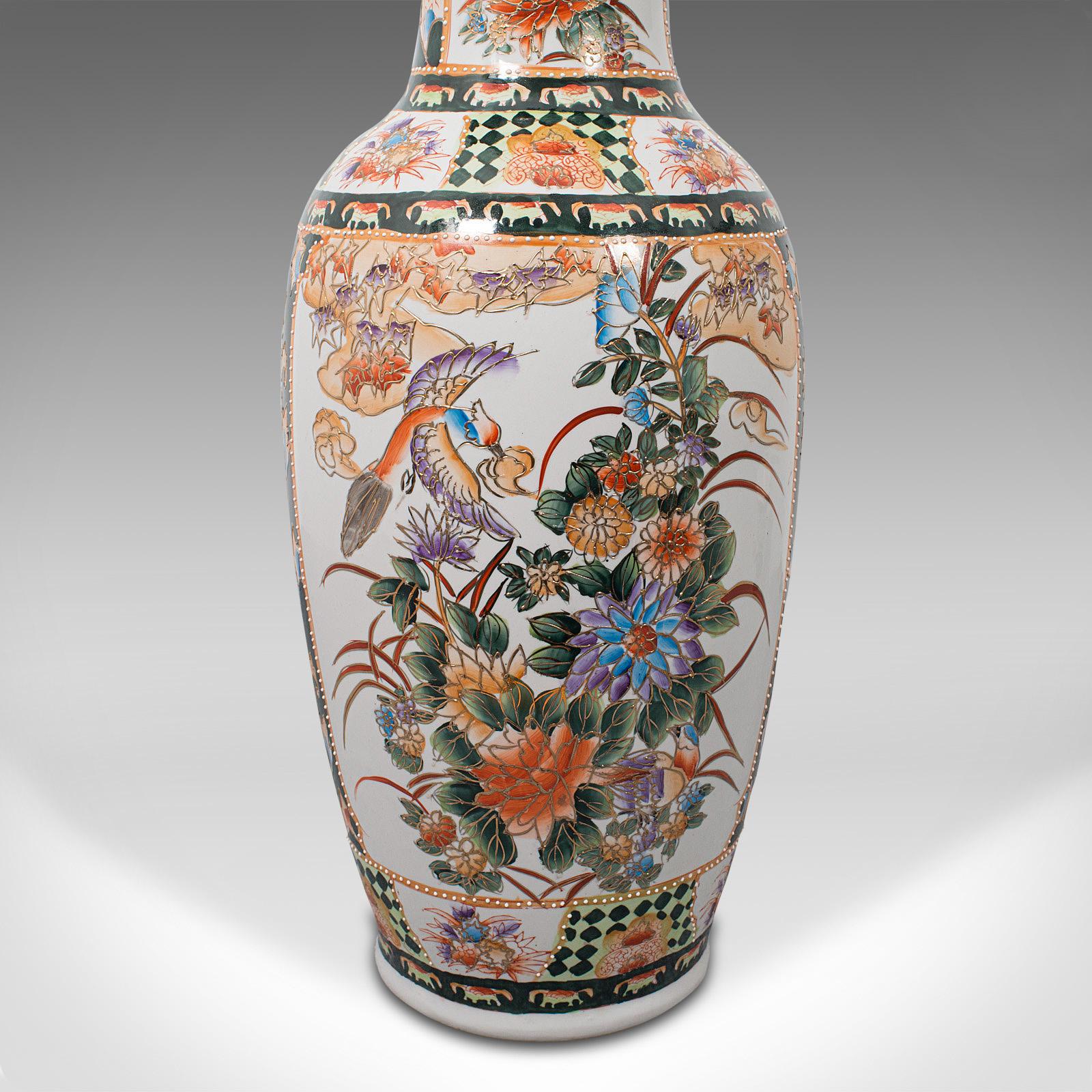 Tall Vintage Decorative Flower Vase, Oriental, Ceramic, Baluster Urn, Art Deco 5