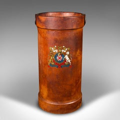 Tall Vintage Decorative Stick Stand, English, Leather, Umbrella Bin, Circa 1930