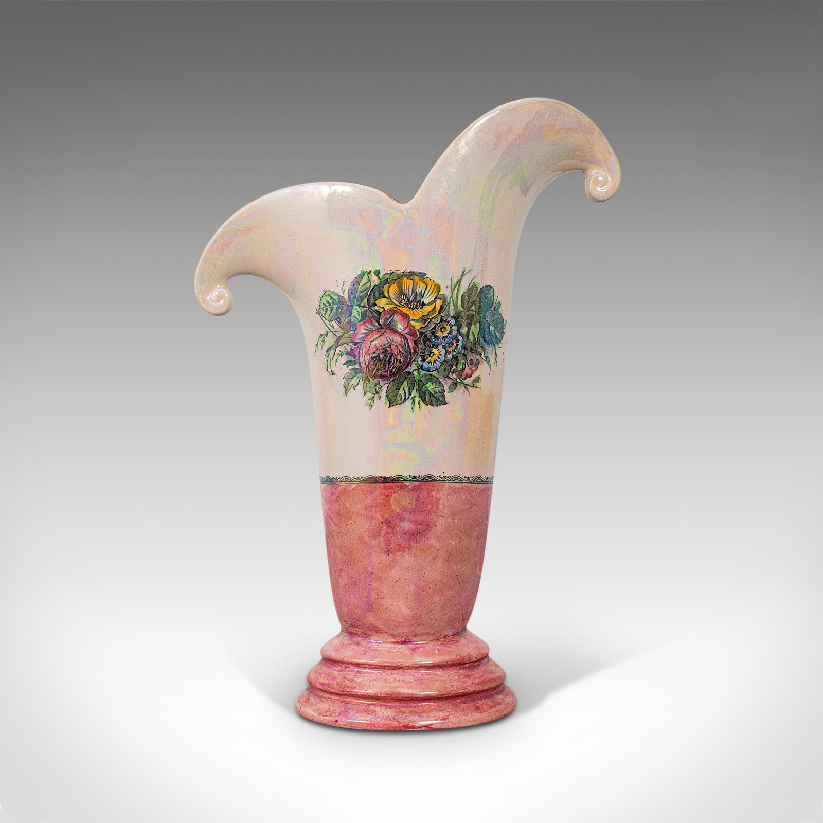 This is a tall vintage decorative vase. An English, ceramic collectible vase with profuse lustre finish, dating to the mid-20th century, circa 1950.

Alluring, striking lustre to catch admiring glances
Displays a desirable aged patina - in good