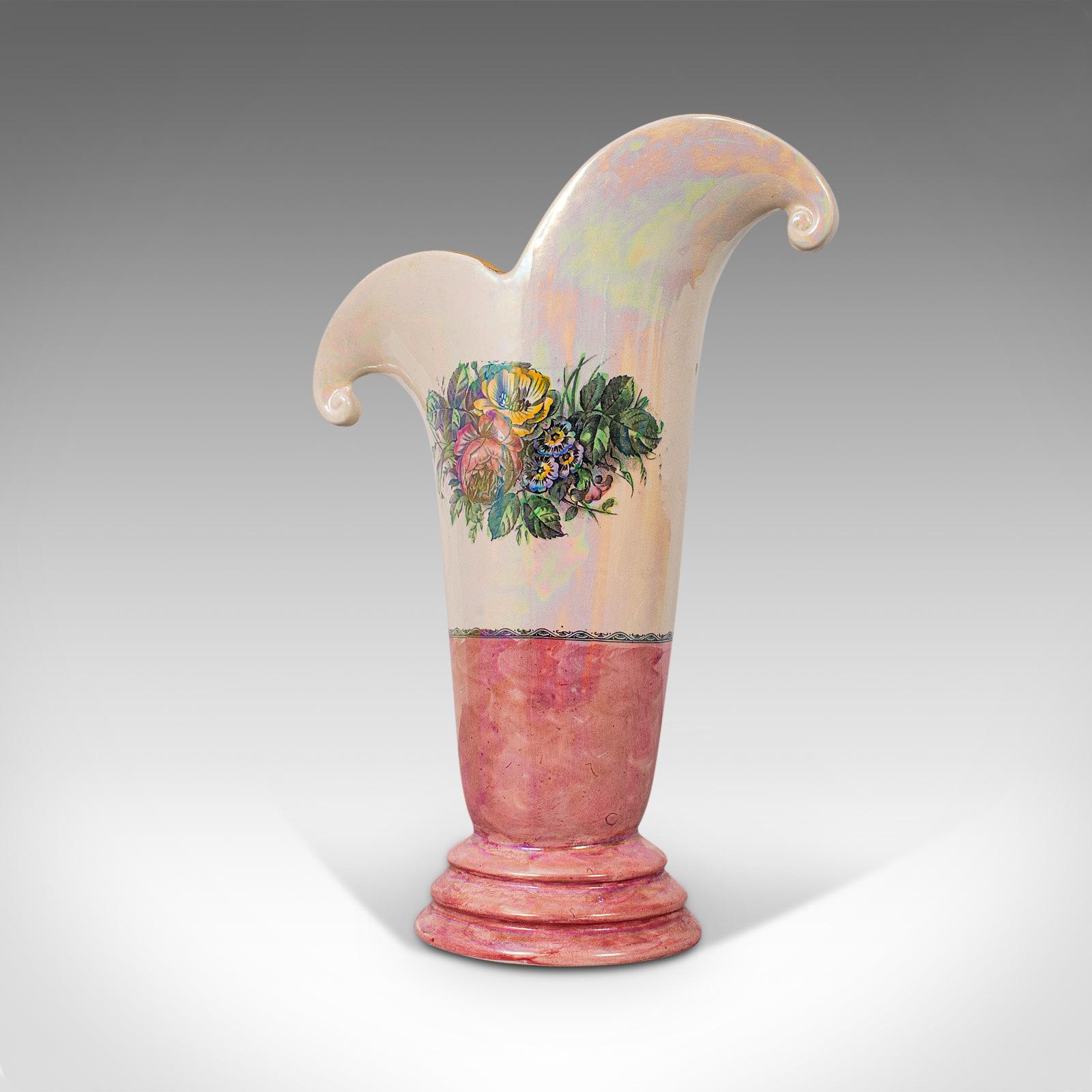 British Tall Vintage Decorative Vase, English, Ceramic, Collectible, Lustre, circa 1950 For Sale