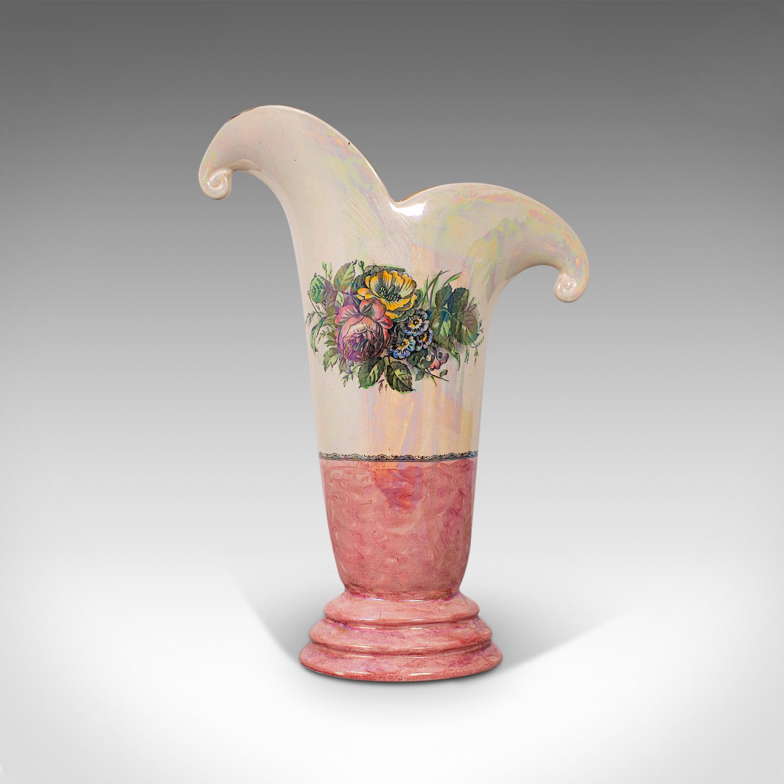 Tall Vintage Decorative Vase, English, Ceramic, Collectible, Lustre, circa 1950 For Sale 1