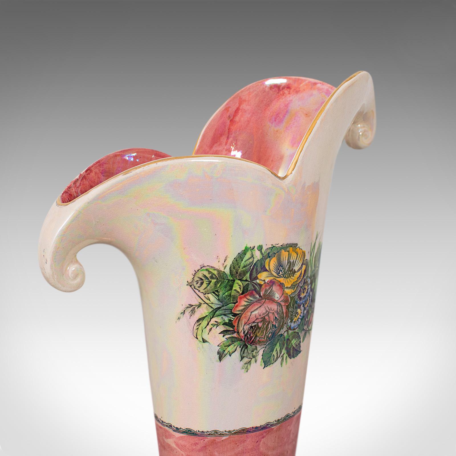 Tall Vintage Decorative Vase, English, Ceramic, Collectible, Lustre, circa 1950 For Sale 3