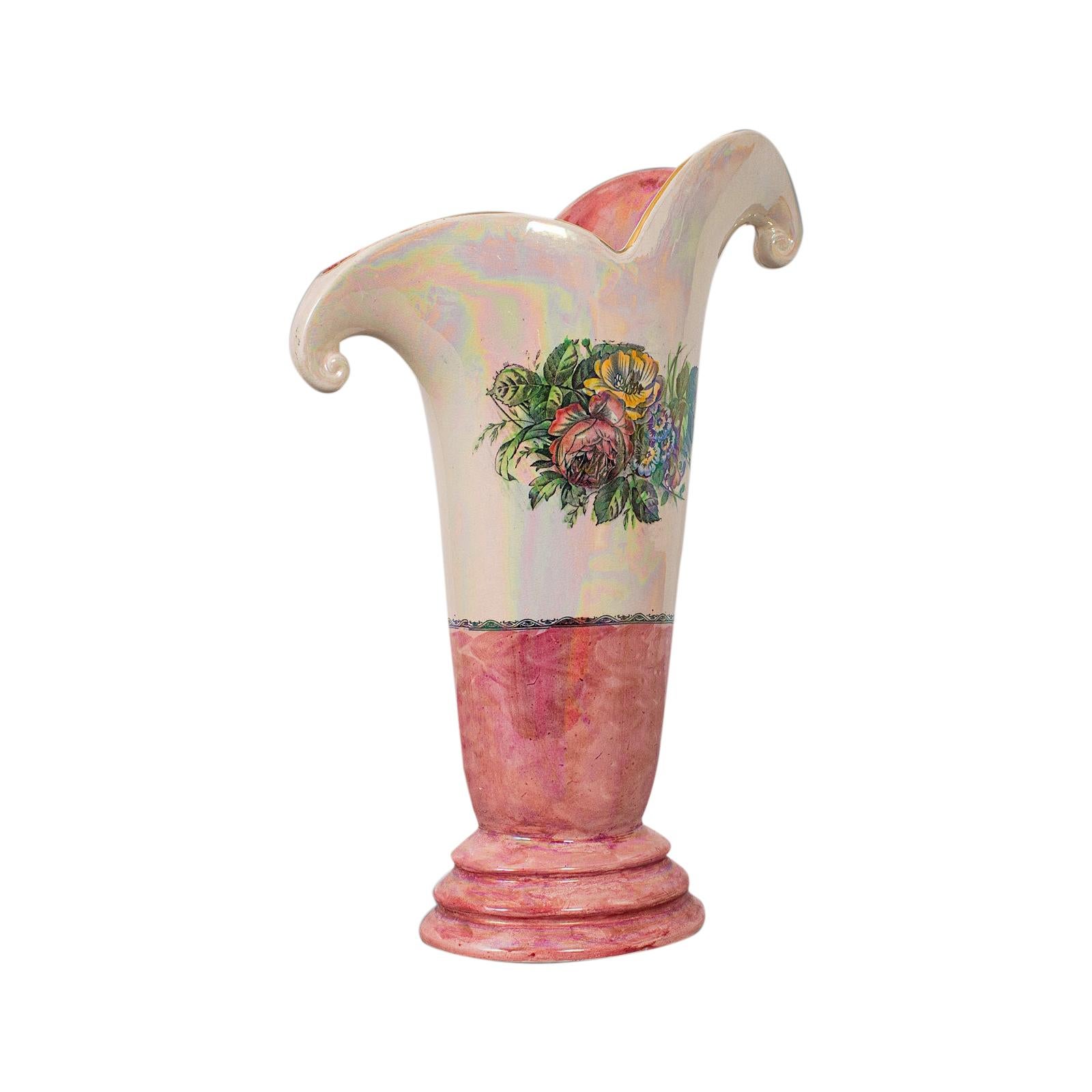 Tall Vintage Decorative Vase, English, Ceramic, Collectible, Lustre, circa 1950