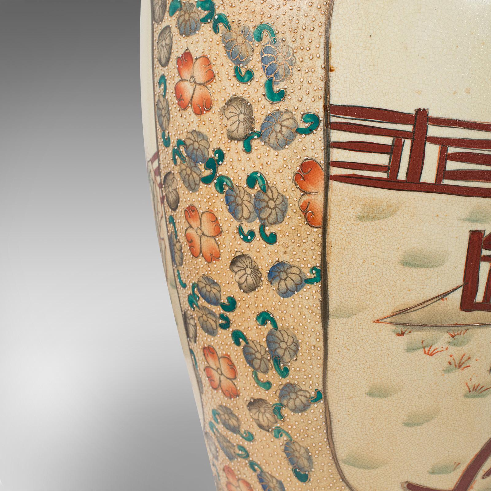 Tall Decorative Vase, Oriental, Ceramic, Urn, Moriage, Art Deco, circa 1940 7