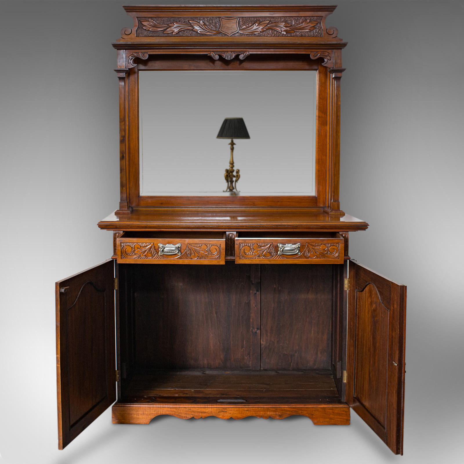 Tall Vintage Dresser, Walnut, Sideboard, Cabinet, Art Nouveau Taste, circa 1980 1